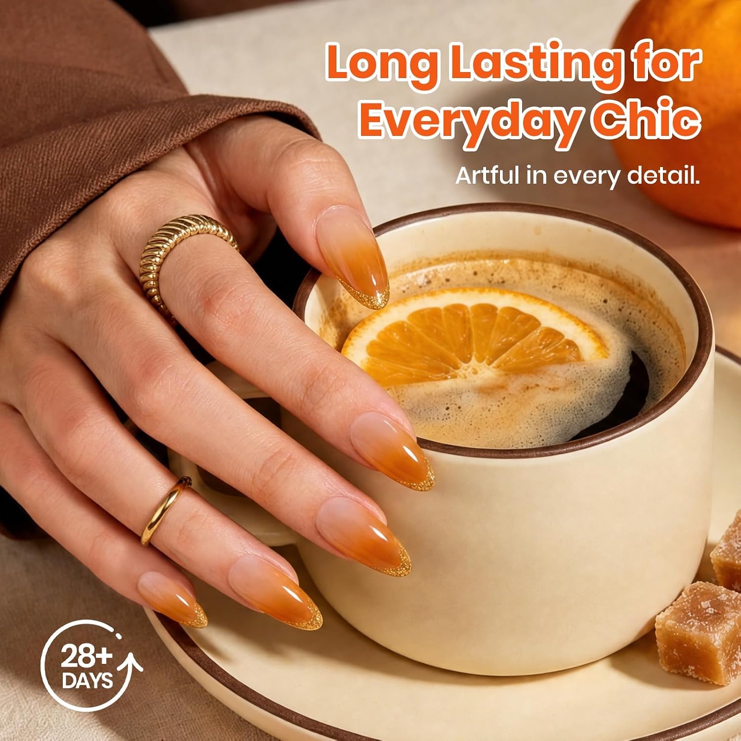 image:imageBeetles Pistachio Latte Cat Eye Gel Polish Brown Base Green Magnetic Glow 15ml Fall Brown Cat Eye Gel Green Magnetic Glass Shimmer Effect Soak Off UV Nail Polish for DIY Nail Art Salon ManicuresM Creme Orange Caramel Orange