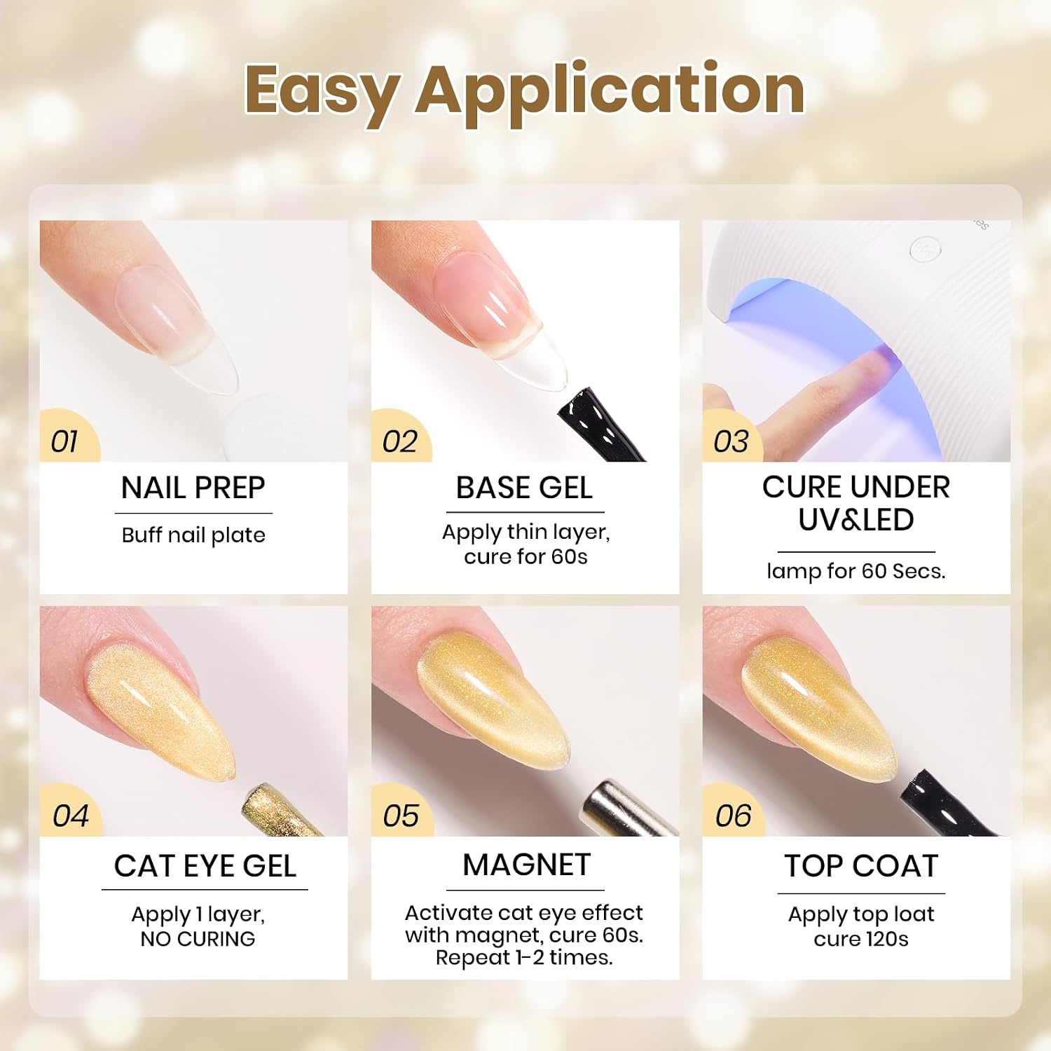 image:imageBeetles Pistachio Latte Cat Eye Gel Polish Brown Base Green Magnetic Glow 15ml Fall Brown Cat Eye Gel Green Magnetic Glass Shimmer Effect Soak Off UV Nail Polish for DIY Nail Art Salon ManicuresK Velvet Yellow Lemon Veil