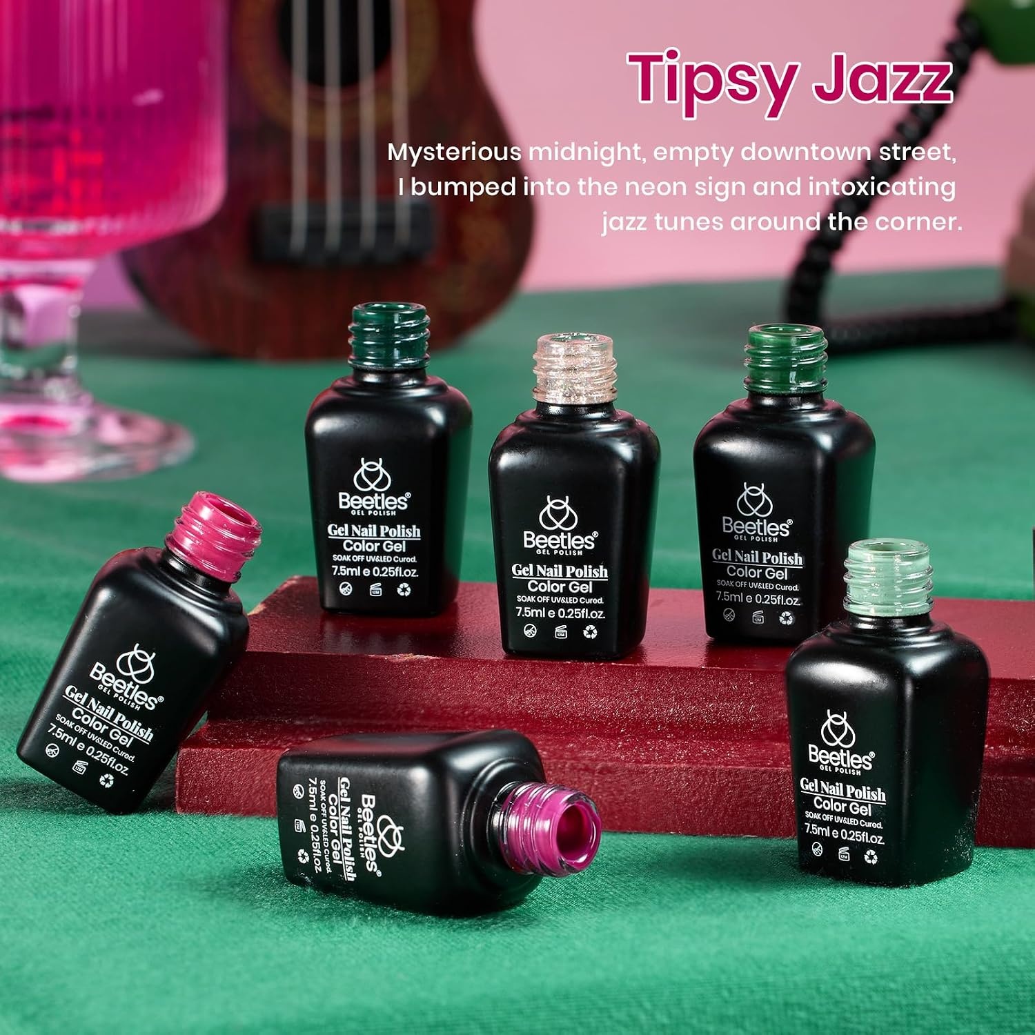 image:imageBeetles Purple Gel Nail Polish Set 6 Colors Nude Deep Purple Pink Glitter Gel Polish Confetti Collection Soak Off Uv Led Nail Art Manicure Kit Gifts for WomenB Mixed Finishes Tipsy Jazz