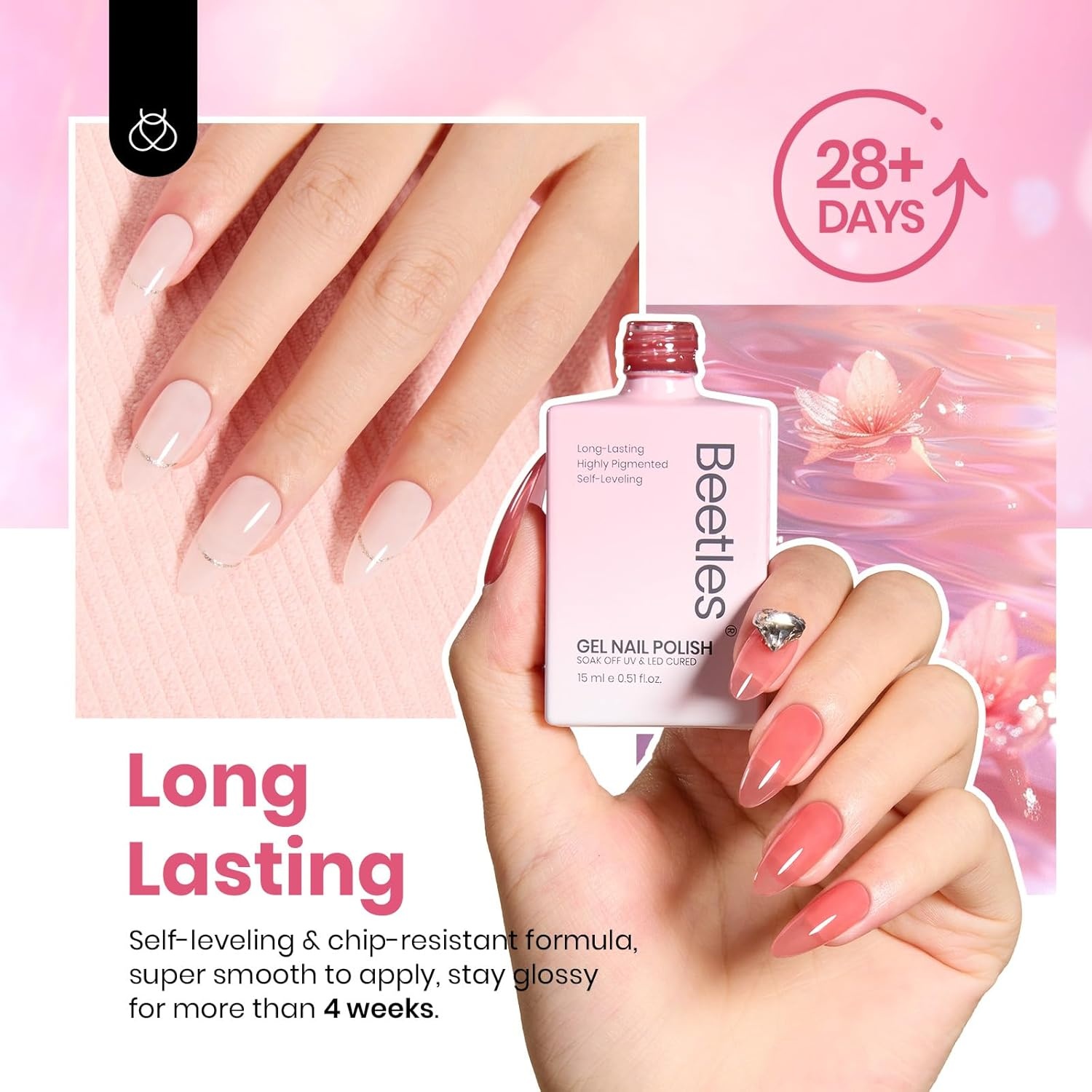 image:imageBeetles Purple Gel Nail Polish Set 6 Colors Nude Deep Purple Pink Glitter Gel Polish Confetti Collection Soak Off Uv Led Nail Art Manicure Kit Gifts for WomenA Sheer Peachy Cream