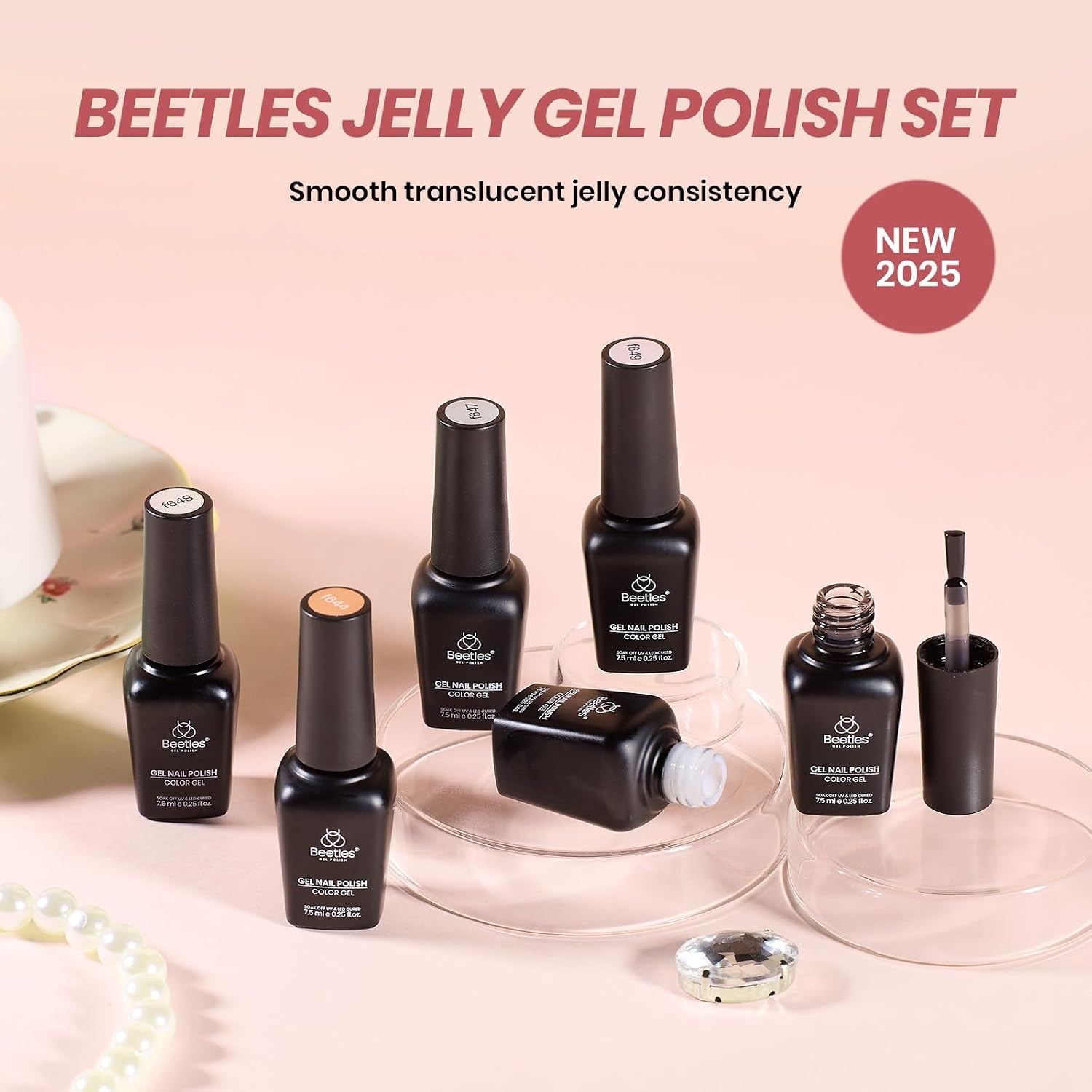 image:imageBeetles Purple Gel Nail Polish Set 6 Colors Nude Deep Purple Pink Glitter Gel Polish Confetti Collection Soak Off Uv Led Nail Art Manicure Kit Gifts for WomenD Sheer Unfading Glow