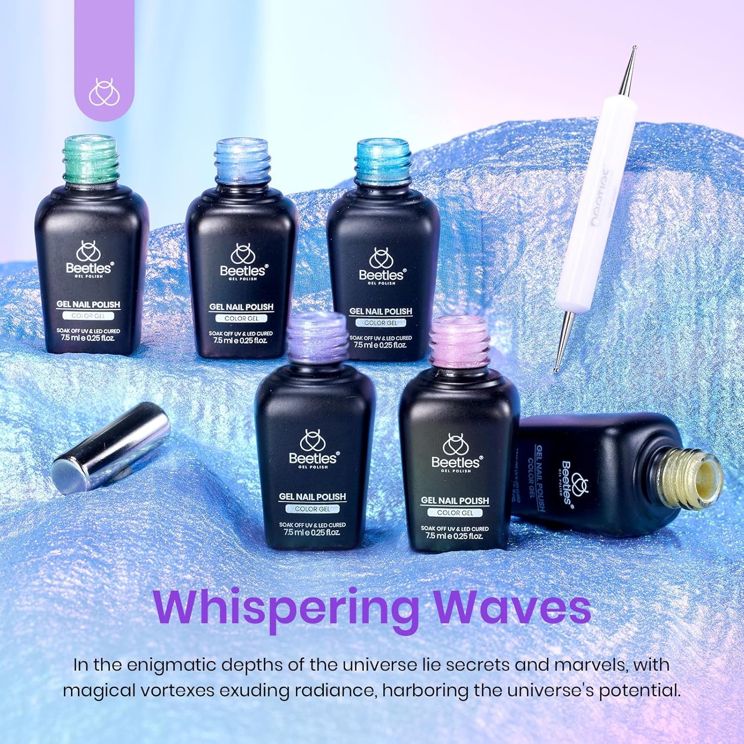 image:imageBeetles Purple Gel Nail Polish Set 6 Colors Nude Deep Purple Pink Glitter Gel Polish Confetti Collection Soak Off Uv Led Nail Art Manicure Kit Gifts for WomenD Pearl Whispering Waves