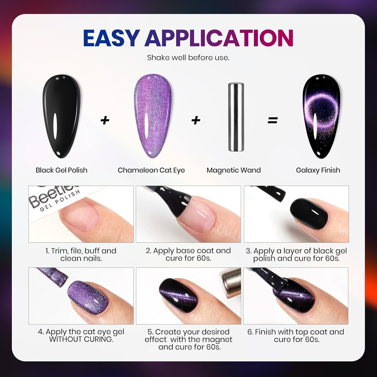 image:imageBeetles Purple Gel Nail Polish Set 6 Colors Nude Deep Purple Pink Glitter Gel Polish Confetti Collection Soak Off Uv Led Nail Art Manicure Kit Gifts for WomenA Glassy Enchanted Spectrum