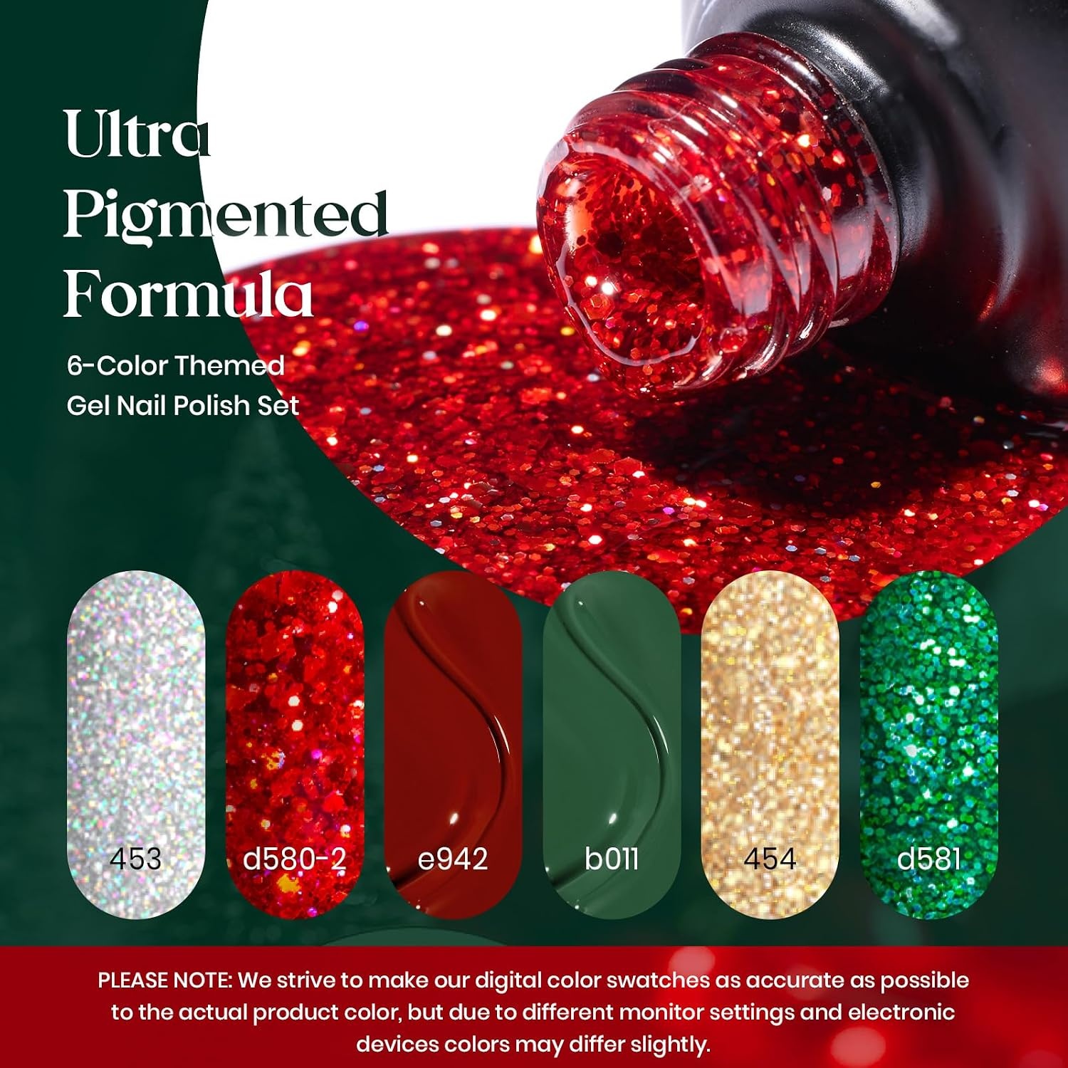 image:imageBeetles Purple Gel Nail Polish Set 6 Colors Nude Deep Purple Pink Glitter Gel Polish Confetti Collection Soak Off Uv Led Nail Art Manicure Kit Gifts for Women00Under the Mistletoe
