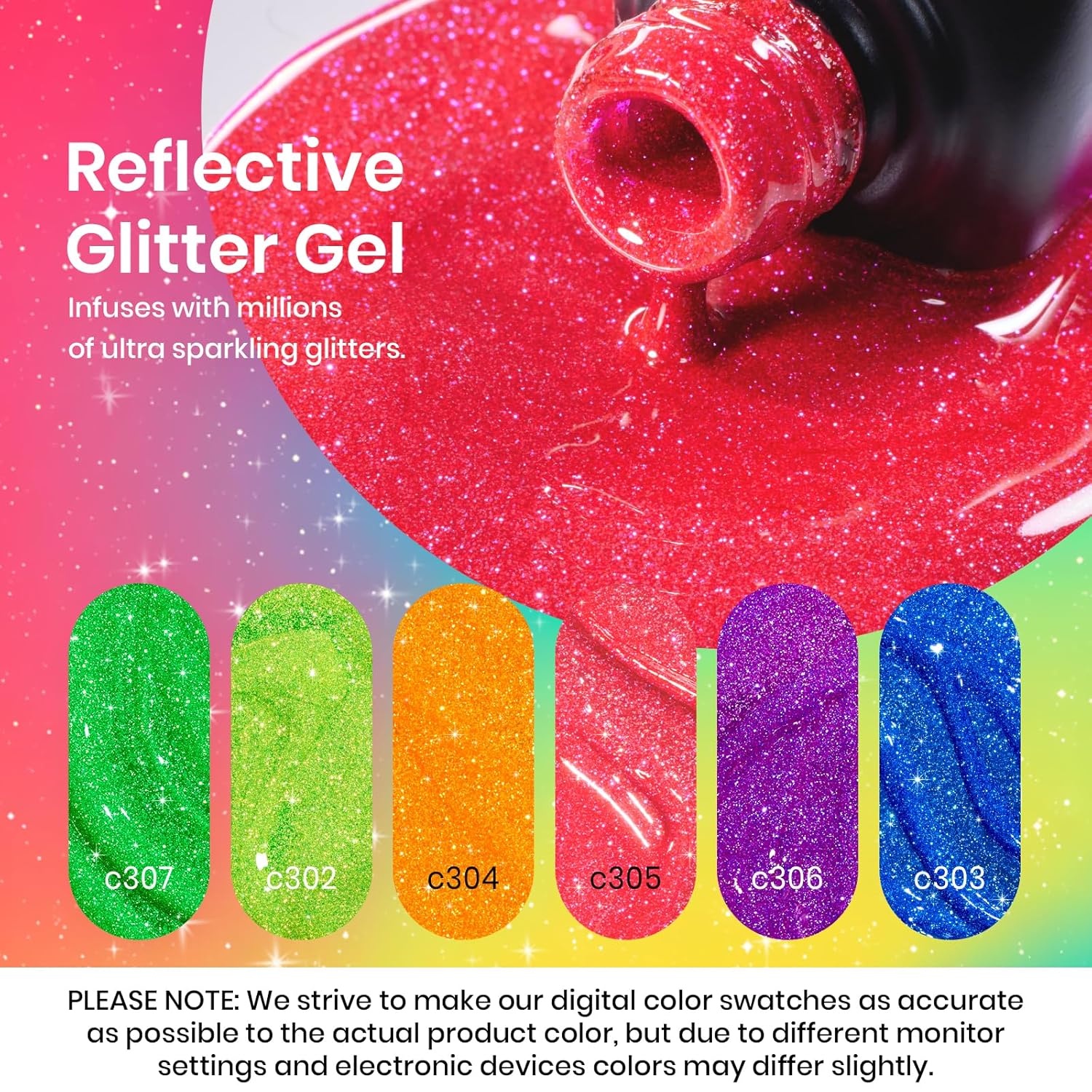 image:imageBeetles Purple Gel Nail Polish Set 6 Colors Nude Deep Purple Pink Glitter Gel Polish Confetti Collection Soak Off Uv Led Nail Art Manicure Kit Gifts for WomenD Flakie Neon Carnival