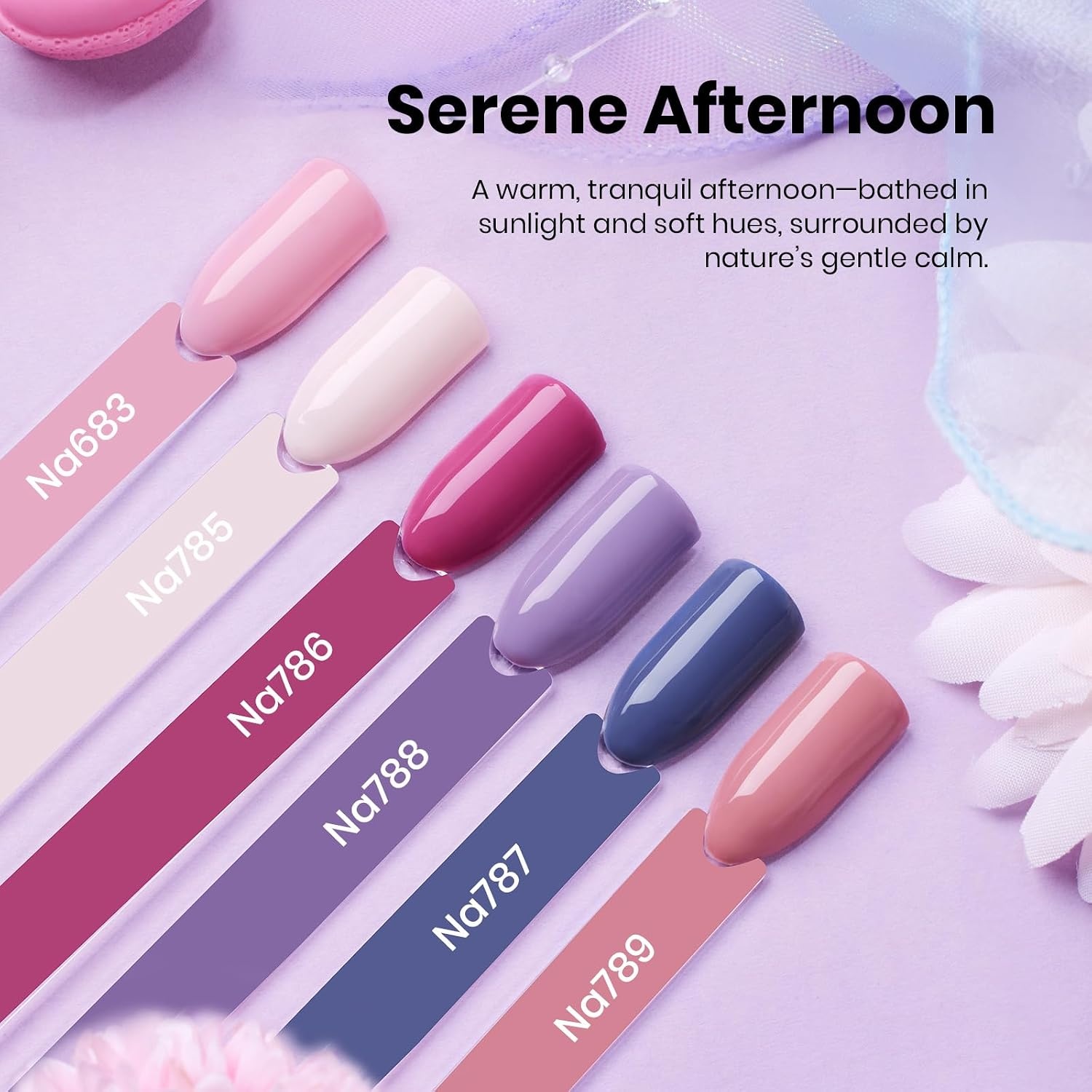 image:imageBeetles Purple Gel Nail Polish Set 6 Colors Nude Deep Purple Pink Glitter Gel Polish Confetti Collection Soak Off Uv Led Nail Art Manicure Kit Gifts for WomenA Creme Serene Afternoon