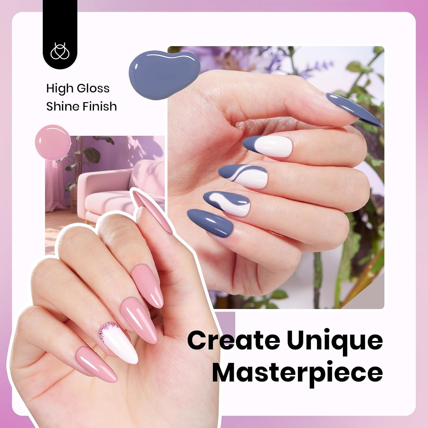 image:imageBeetles Purple Gel Nail Polish Set 6 Colors Nude Deep Purple Pink Glitter Gel Polish Confetti Collection Soak Off Uv Led Nail Art Manicure Kit Gifts for WomenA Creme Serene Afternoon