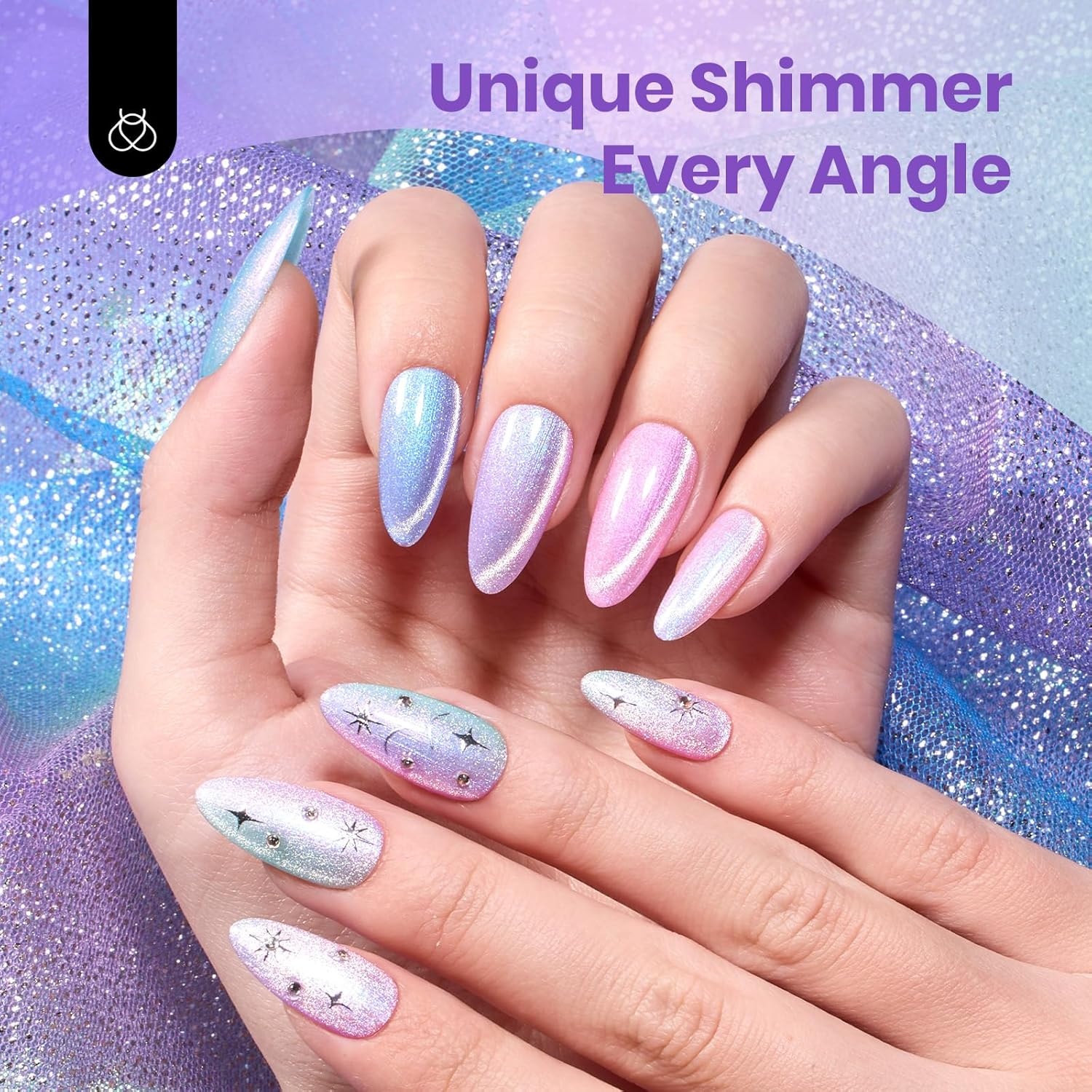image:imageBeetles Purple Gel Nail Polish Set 6 Colors Nude Deep Purple Pink Glitter Gel Polish Confetti Collection Soak Off Uv Led Nail Art Manicure Kit Gifts for WomenD Glassy Prismatic Mirage