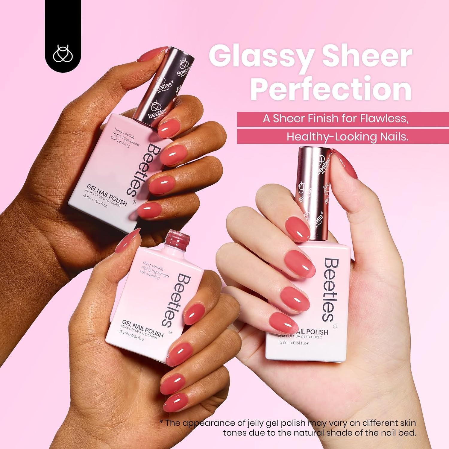 image:imageBeetles Purple Gel Nail Polish Set 6 Colors Nude Deep Purple Pink Glitter Gel Polish Confetti Collection Soak Off Uv Led Nail Art Manicure Kit Gifts for WomenA Sheer Peachy Cream