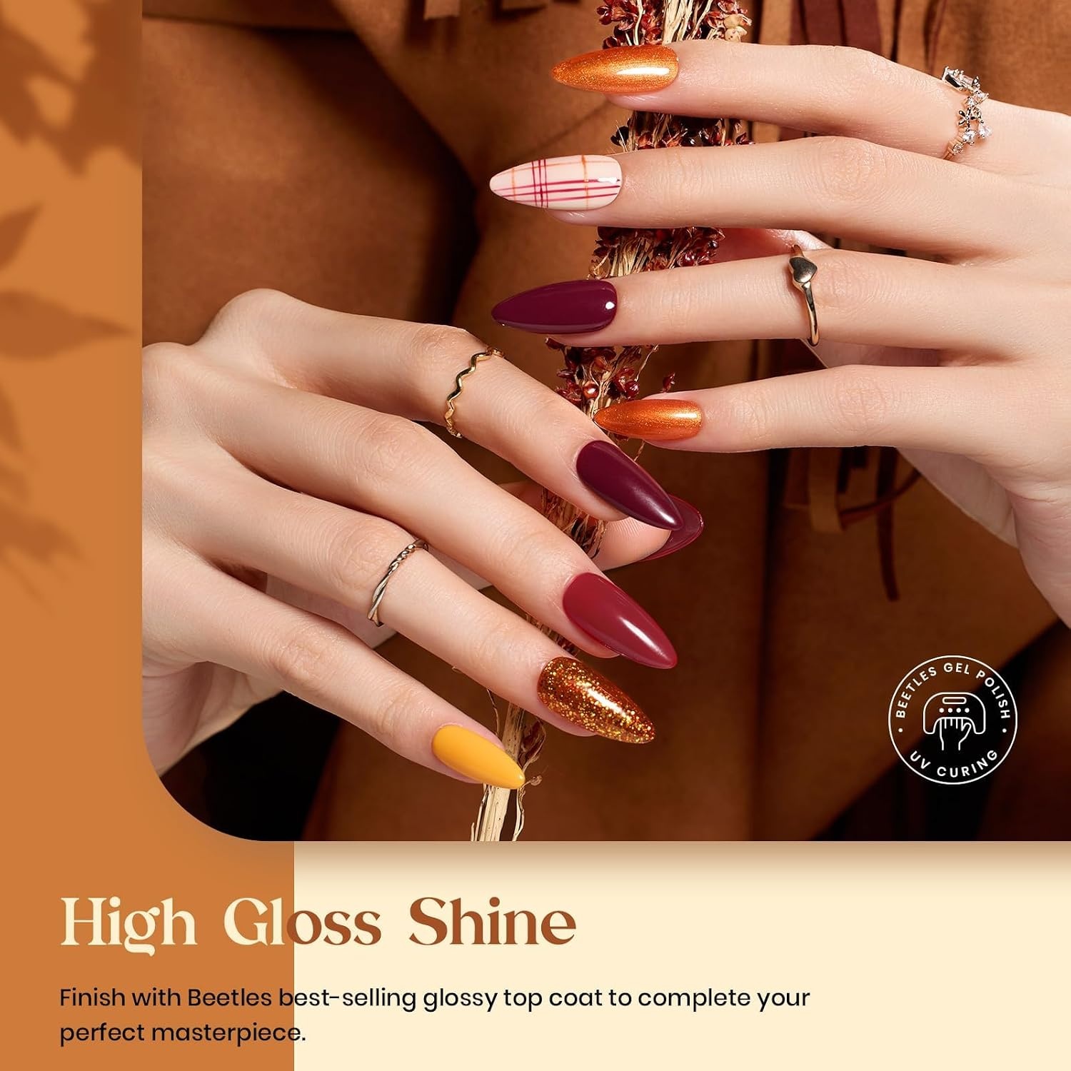 image:imageBeetles Purple Gel Nail Polish Set 6 Colors Nude Deep Purple Pink Glitter Gel Polish Confetti Collection Soak Off Uv Led Nail Art Manicure Kit Gifts for WomenA Mixed Finishes Golden Blessing