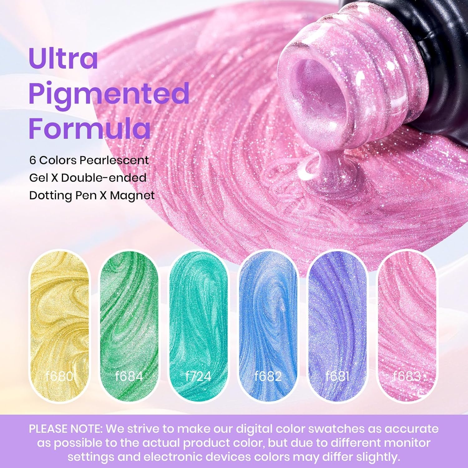 image:imageBeetles Purple Gel Nail Polish Set 6 Colors Nude Deep Purple Pink Glitter Gel Polish Confetti Collection Soak Off Uv Led Nail Art Manicure Kit Gifts for WomenD Pearl Whispering Waves