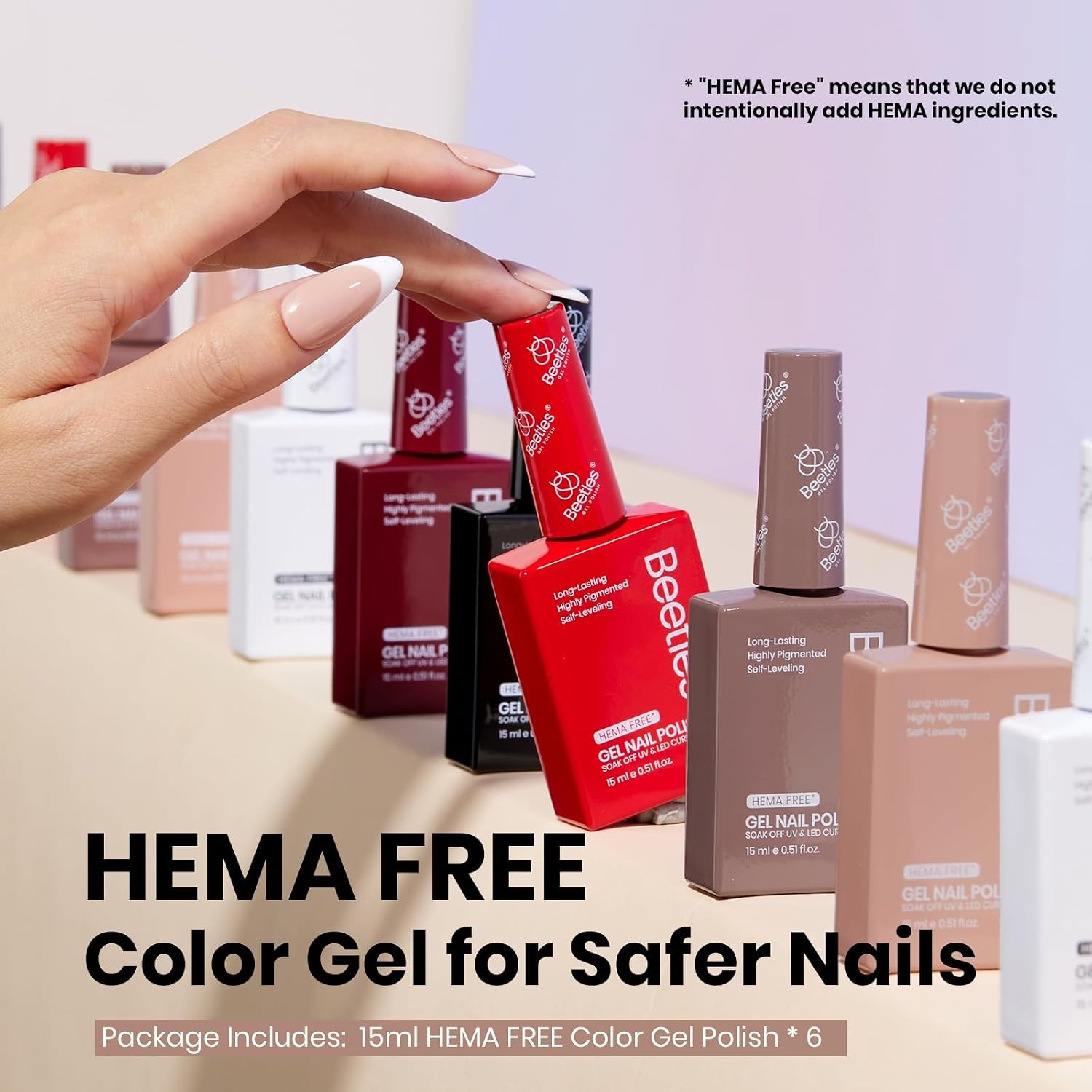 image:imageBeetles Purple Gel Nail Polish Set 6 Colors Nude Deep Purple Pink Glitter Gel Polish Confetti Collection Soak Off Uv Led Nail Art Manicure Kit Gifts for WomenA Creme Soft Classics