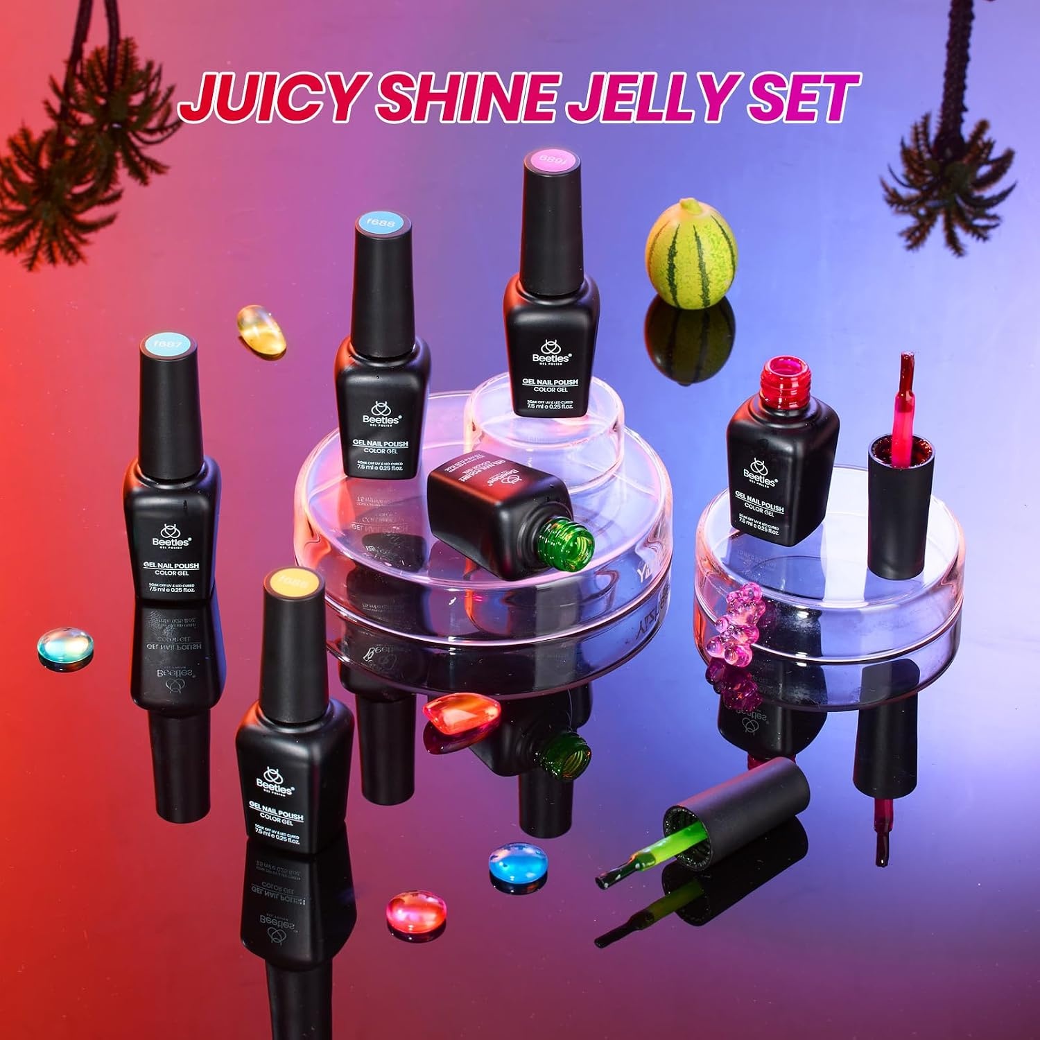 image:imageBeetles Purple Gel Nail Polish Set 6 Colors Nude Deep Purple Pink Glitter Gel Polish Confetti Collection Soak Off Uv Led Nail Art Manicure Kit Gifts for WomenD Sheer Tropical Glow