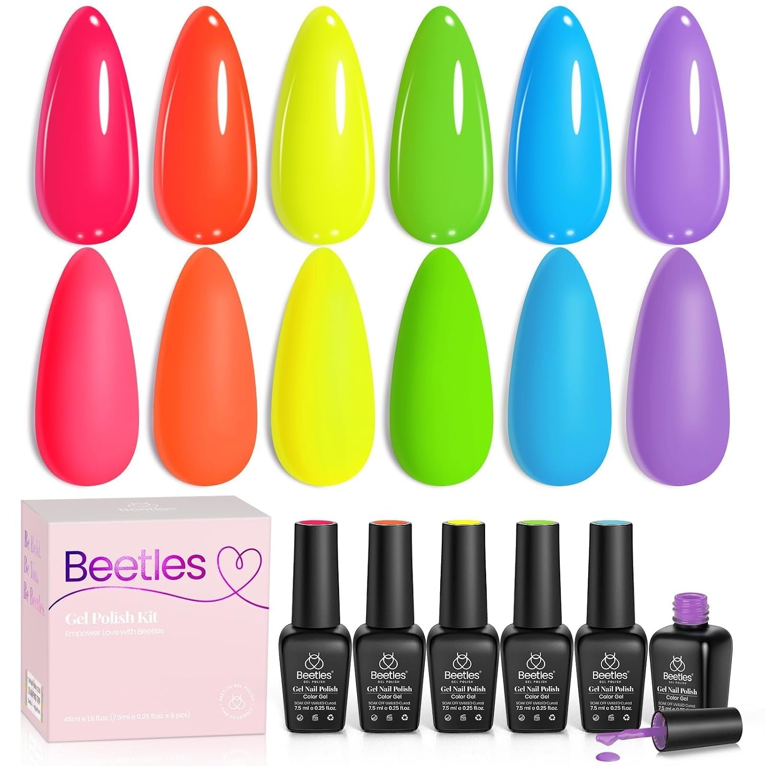image:imageBeetles Purple Gel Nail Polish Set 6 Colors Nude Deep Purple Pink Glitter Gel Polish Confetti Collection Soak Off Uv Led Nail Art Manicure Kit Gifts for WomenD Creme Rainbow Kingdom