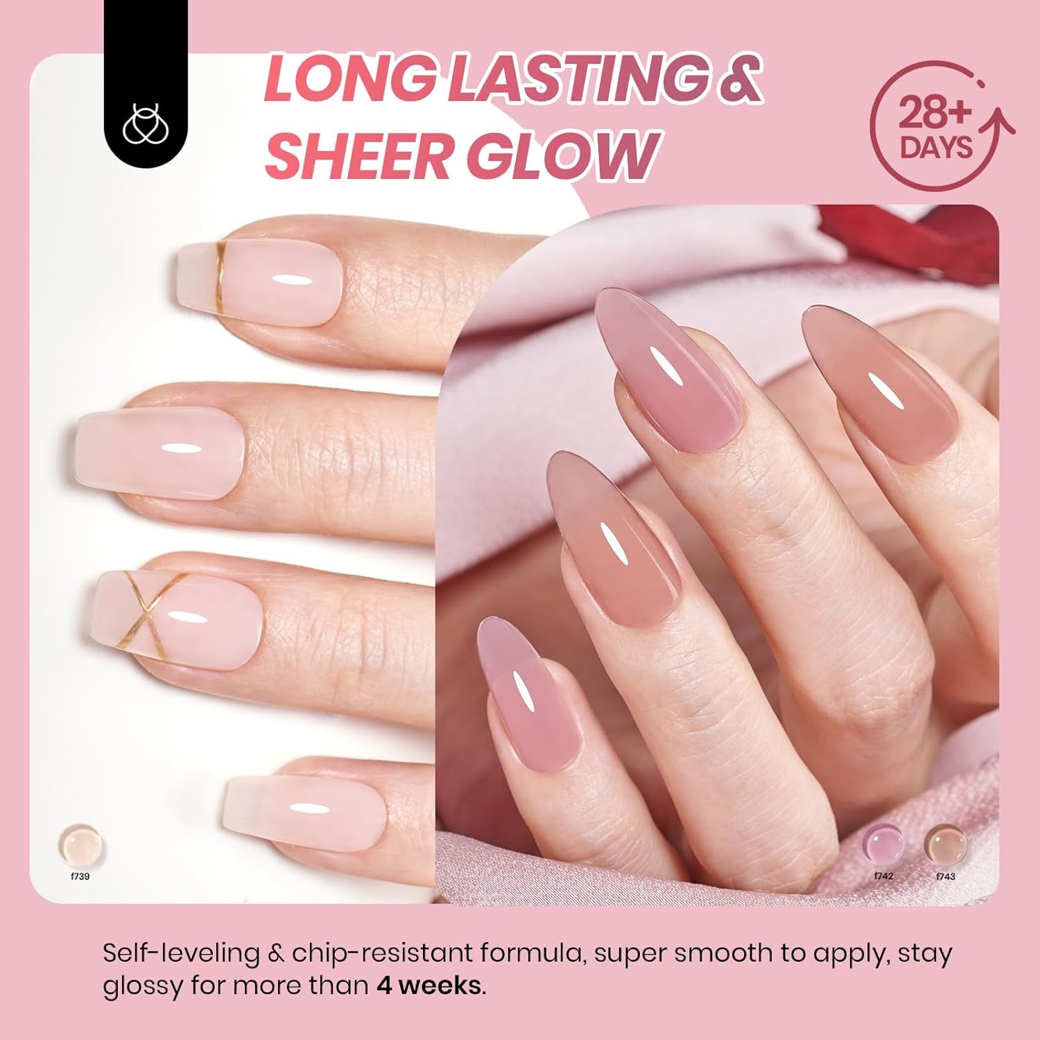 image:imageBeetles Purple Gel Nail Polish Set 6 Colors Nude Deep Purple Pink Glitter Gel Polish Confetti Collection Soak Off Uv Led Nail Art Manicure Kit Gifts for WomenA Sheer Understated Grace
