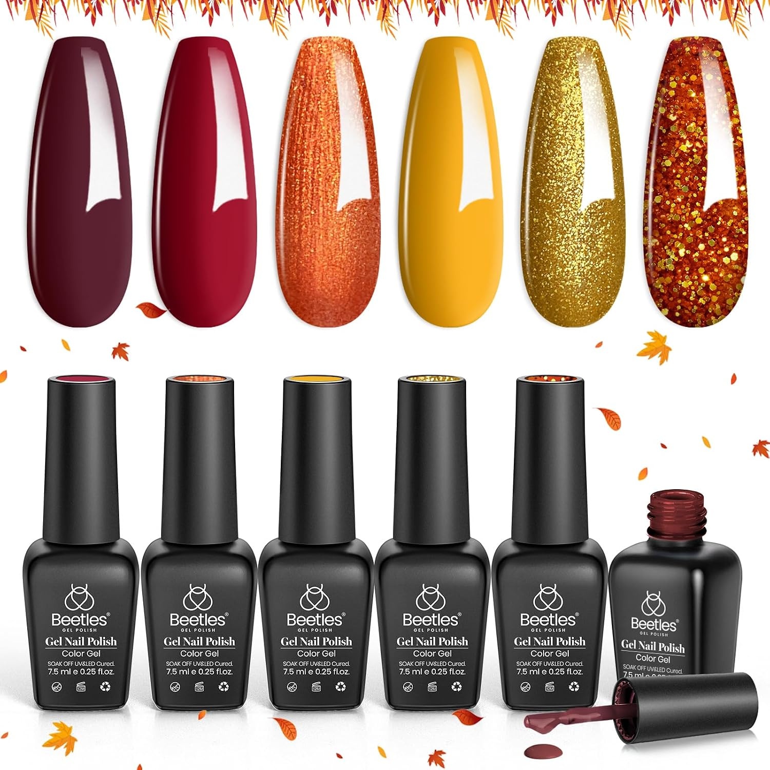 image:imageBeetles Purple Gel Nail Polish Set 6 Colors Nude Deep Purple Pink Glitter Gel Polish Confetti Collection Soak Off Uv Led Nail Art Manicure Kit Gifts for WomenA Mixed Finishes Golden Blessing
