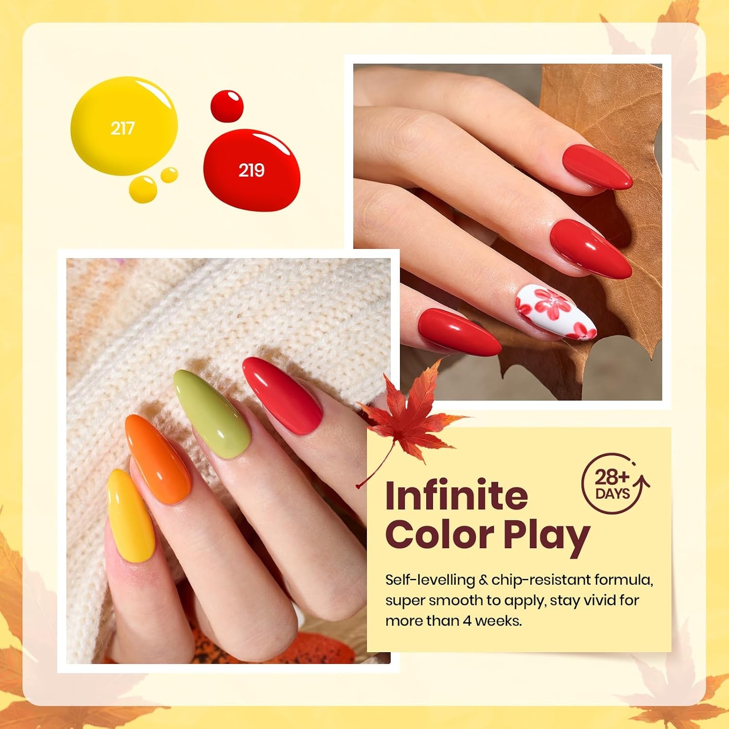 image:imageBeetles Purple Gel Nail Polish Set 6 Colors Nude Deep Purple Pink Glitter Gel Polish Confetti Collection Soak Off Uv Led Nail Art Manicure Kit Gifts for WomenA Creme Sunset Leaves