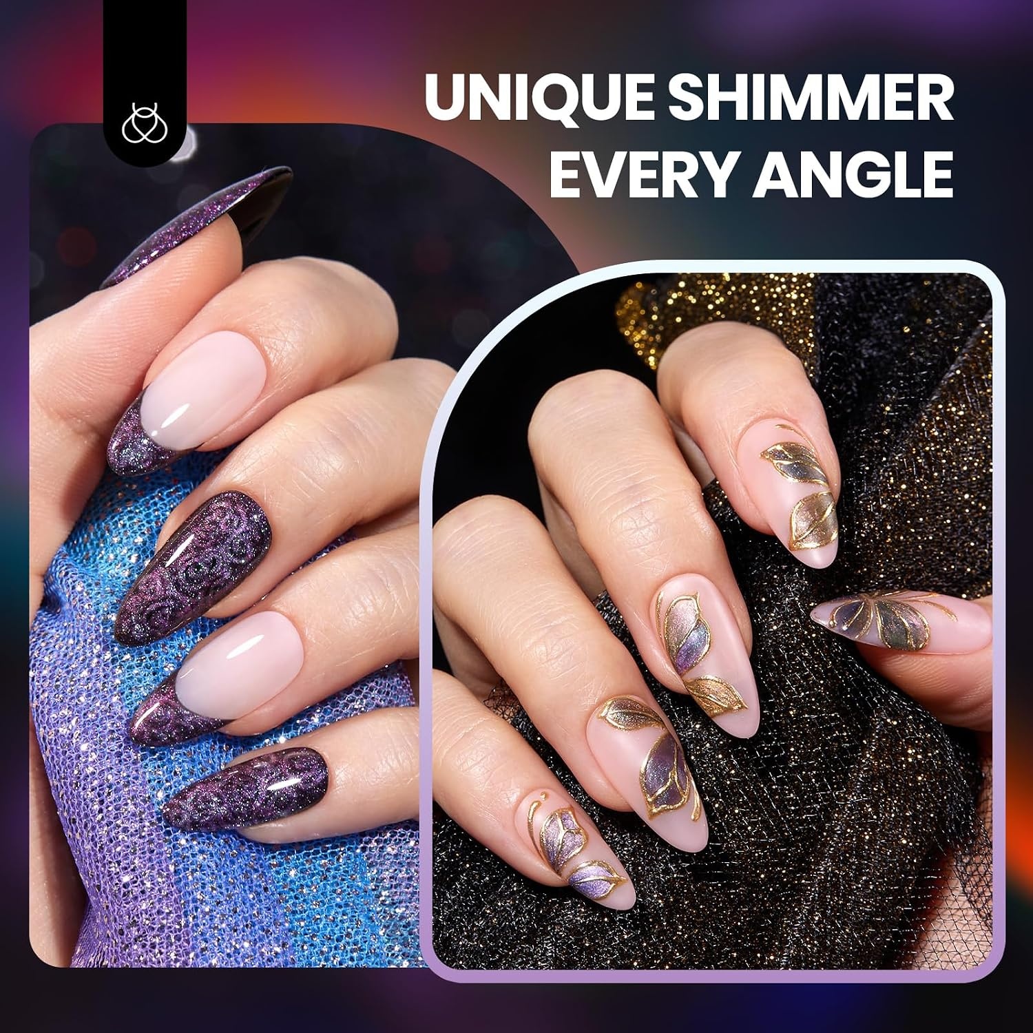 image:imageBeetles Purple Gel Nail Polish Set 6 Colors Nude Deep Purple Pink Glitter Gel Polish Confetti Collection Soak Off Uv Led Nail Art Manicure Kit Gifts for WomenA Glassy Enchanted Spectrum