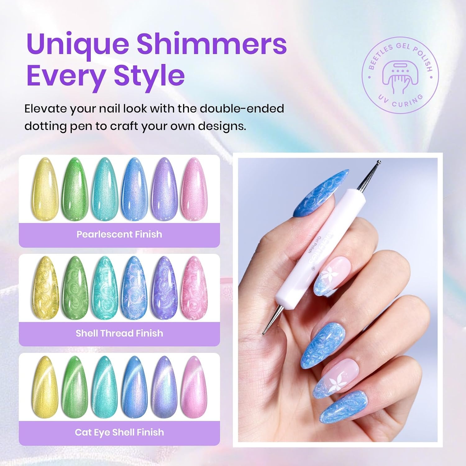 image:imageBeetles Purple Gel Nail Polish Set 6 Colors Nude Deep Purple Pink Glitter Gel Polish Confetti Collection Soak Off Uv Led Nail Art Manicure Kit Gifts for WomenD Pearl Whispering Waves