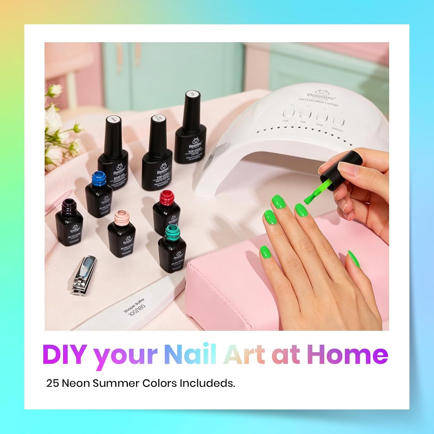 image:imageBeetles Stellar Sonata Cat Eye Gel Nail Polish Set 36 Colors Christmas Gel Nail Kit Magnetic Red Green Purple Brown Burgundy Base Glossy Matte Top Coat Soak off UV Salon Nail Art Gift for WomenNeon Summer