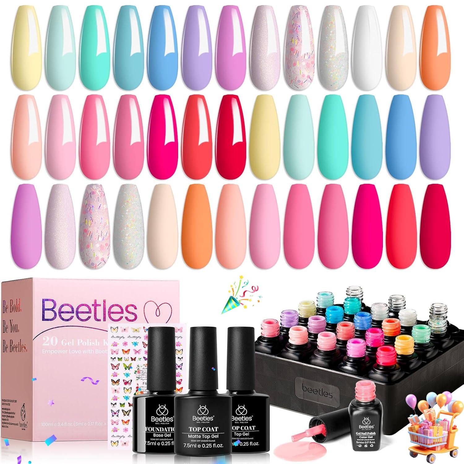 image:imageBeetles Stellar Sonata Cat Eye Gel Nail Polish Set 36 Colors Christmas Gel Nail Kit Magnetic Red Green Purple Brown Burgundy Base Glossy Matte Top Coat Soak off UV Salon Nail Art Gift for WomenAwakening Alice