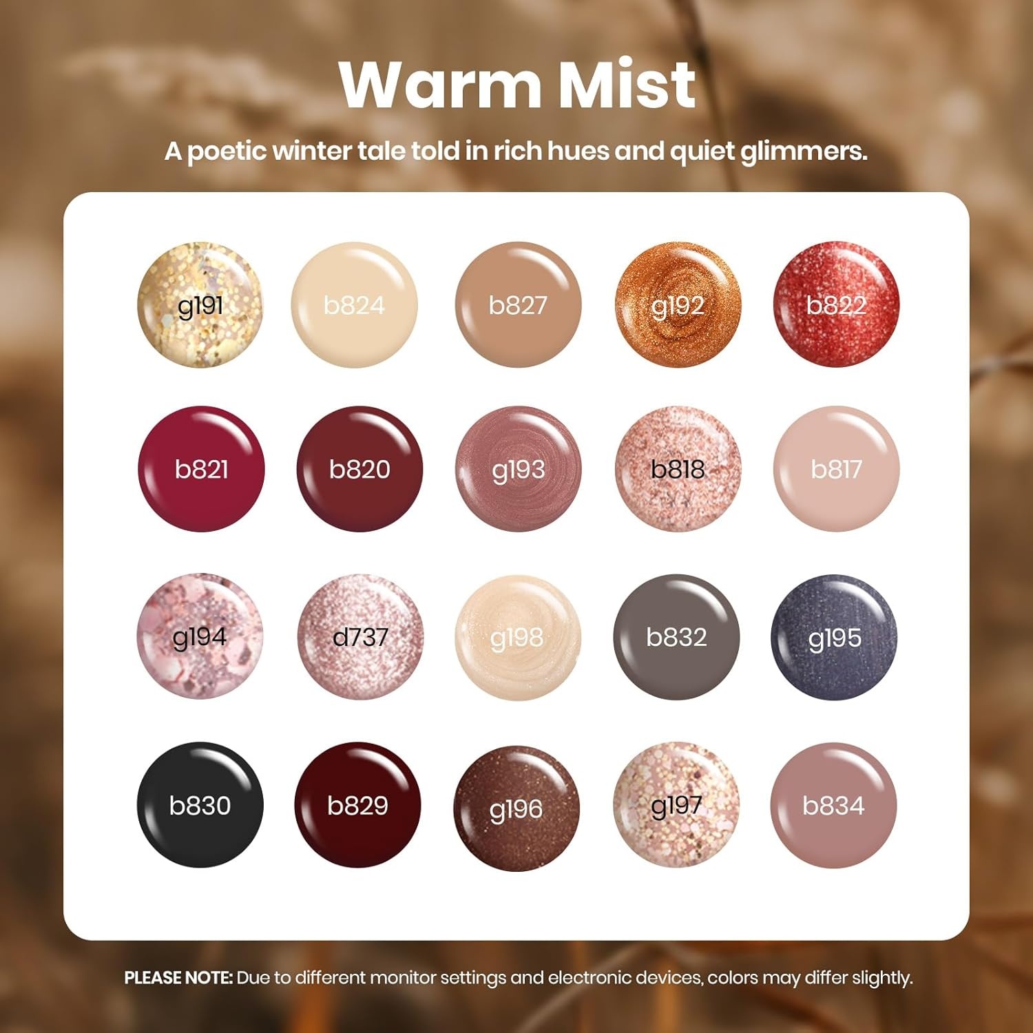 image:imageBeetles Stellar Sonata Cat Eye Gel Nail Polish Set 36 Colors Christmas Gel Nail Kit Magnetic Red Green Purple Brown Burgundy Base Glossy Matte Top Coat Soak off UV Salon Nail Art Gift for Women00 Warm Mist
