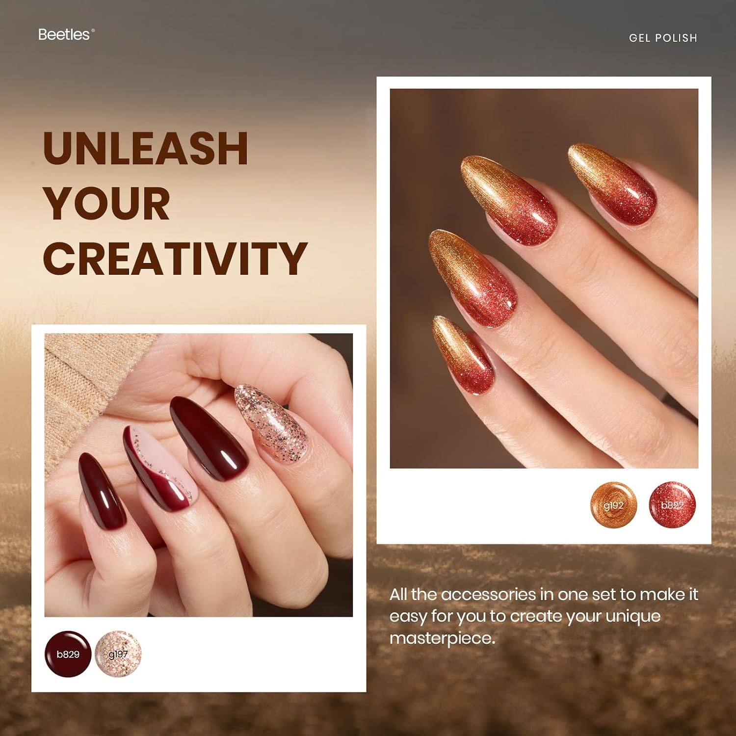 image:imageBeetles Stellar Sonata Cat Eye Gel Nail Polish Set 36 Colors Christmas Gel Nail Kit Magnetic Red Green Purple Brown Burgundy Base Glossy Matte Top Coat Soak off UV Salon Nail Art Gift for Women00 Warm Mist