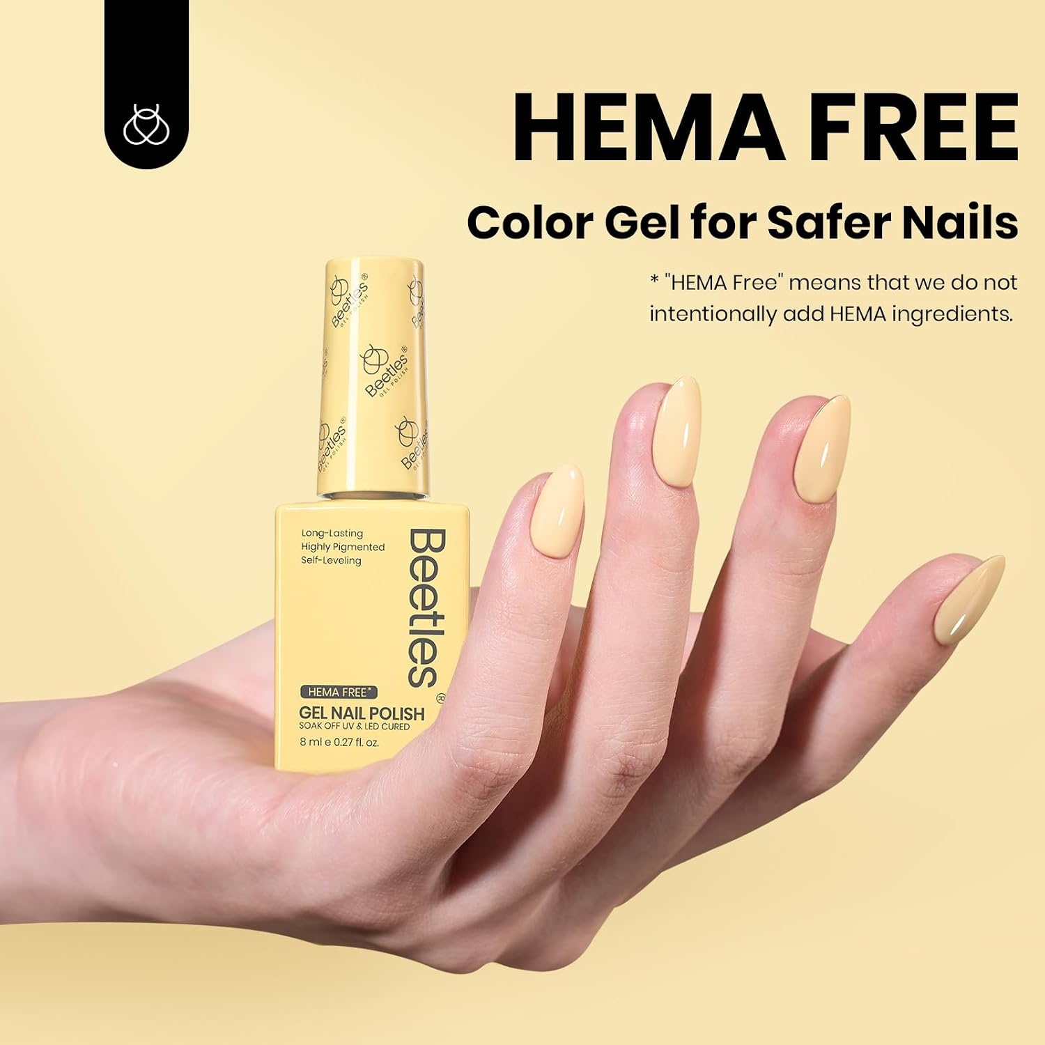 image:imageBeetles Yellow Gel Polish Butter Time Hema Free Pastel Yellow Gel Nail Polish 8ML027Fl Oz Soak Off UV LED Lamp Pastel Nails Art LongLasting Manicure Salon DIY Home Bright Summer NailsK Creme Yellow 8ML Butter Time