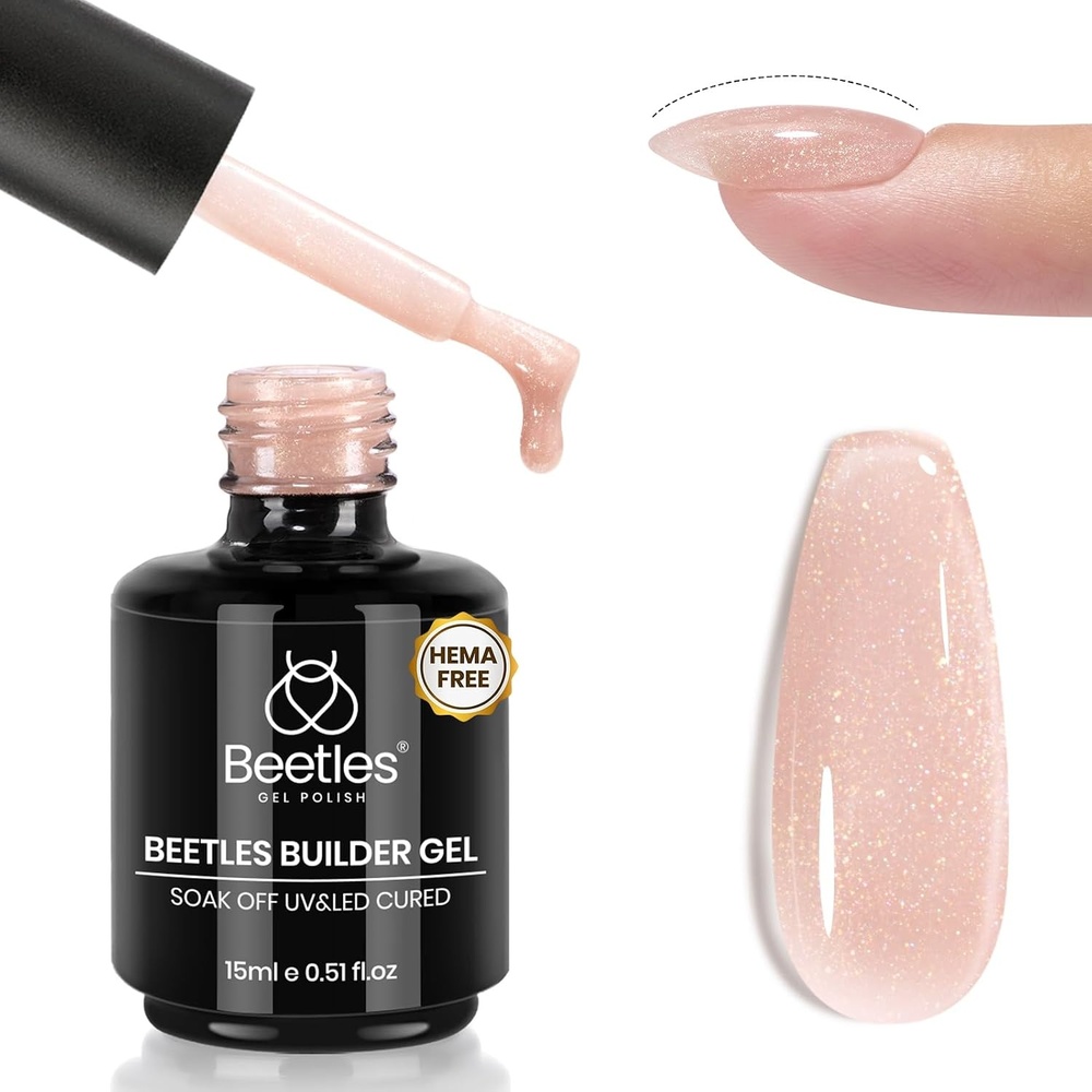 image:imageBeetles Builder Gel for Nails HEMA FreeTwilight Gilding Glitter 05 oz 7 in 1 Nail Thickening Strengthening Building Apex for Beginner DIY Salon at HomeNude Builder Nail Gel UV amp LED Lamp Needed