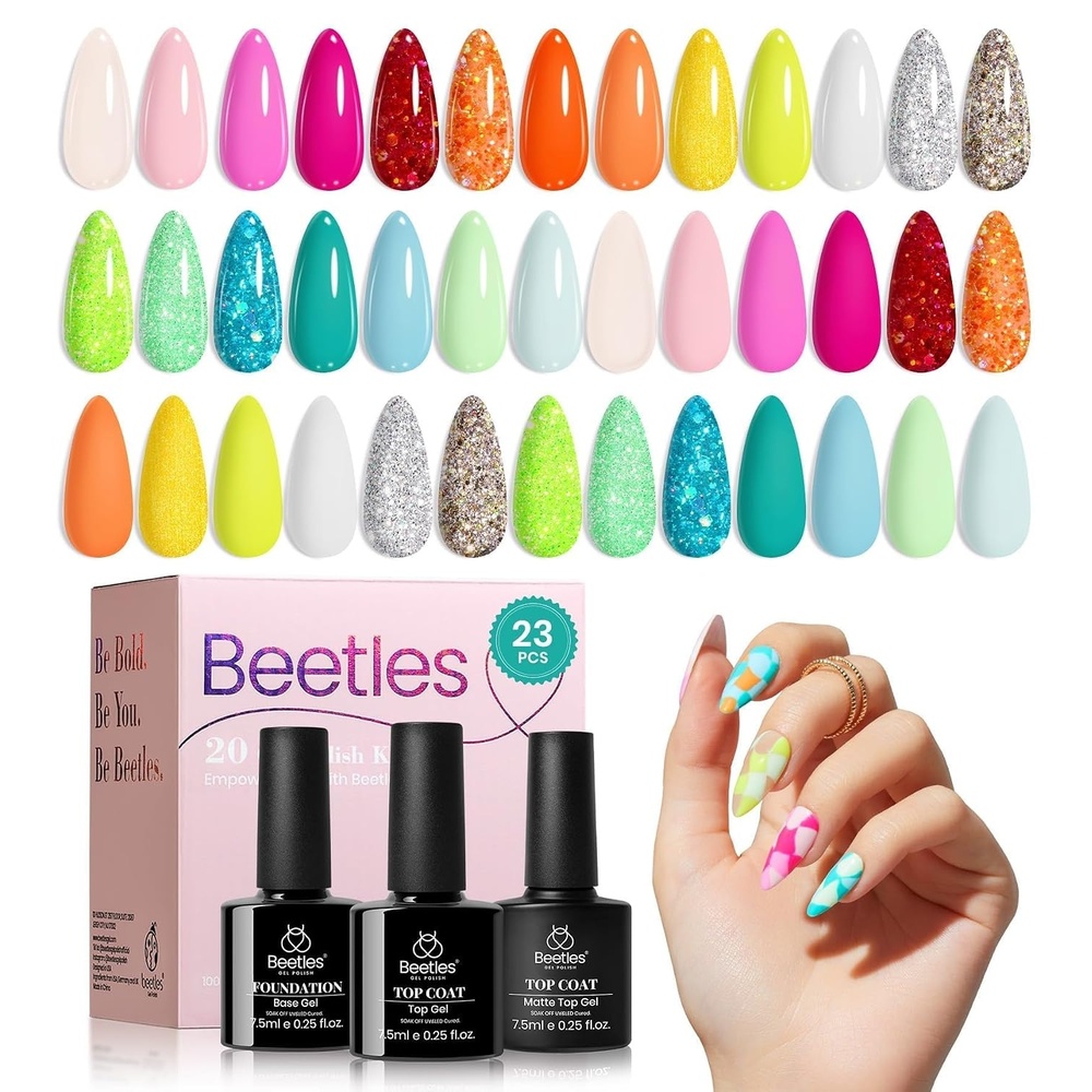 image:imageBeetles Gel Nail Polish Set 20 Colors Yellow Orange Burgundy Red Brown Black Green Gel Nail Polish Kit with Glossy Matte Gel Top Base Coat Soak Off Uv Manicure Gift for WomenDiva of Divas