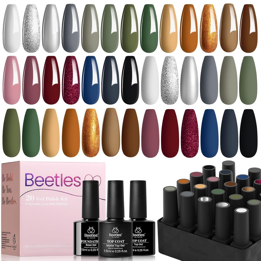image:imageBeetles Gel Nail Polish Set 20 Colors Yellow Orange Burgundy Red Brown Black Green Gel Nail Polish Kit with Glossy Matte Gel Top Base Coat Soak Off Uv Manicure Gift for Women00 Morden City