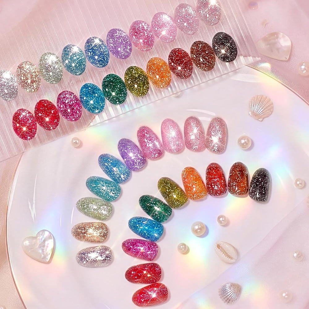 image:imageBeetles Gel Nail Polish Set 20 Colors Yellow Orange Burgundy Red Brown Black Green Gel Nail Polish Kit with Glossy Matte Gel Top Base Coat Soak Off Uv Manicure Gift for WomenParty Auras
