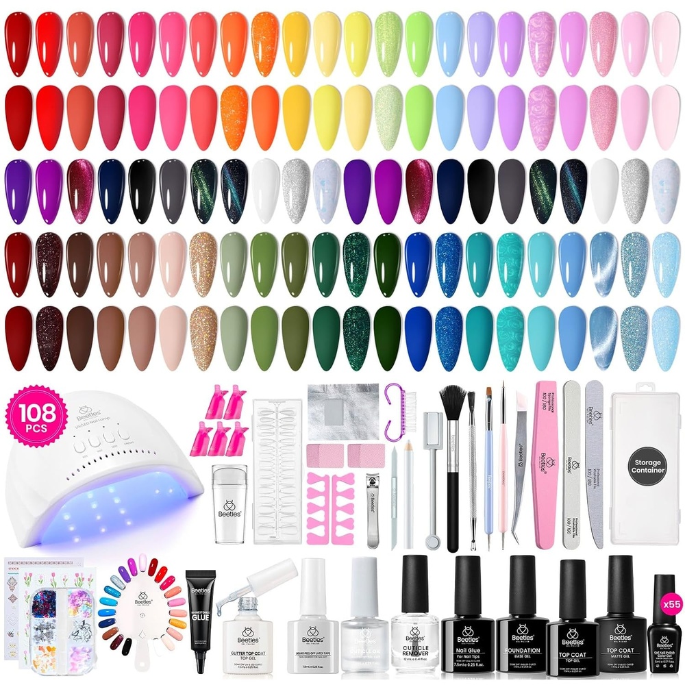 image:imageBeetles Gel Nail Polish Set 44 PCS Brown Nude Burgundy Gel Polish Nails Fairytale Town Collection with 4Pcs Base Glitter Matte Glossy Top Coat Soak off Uv Gel DIY Manicure00World Travel Gel Nail Polish