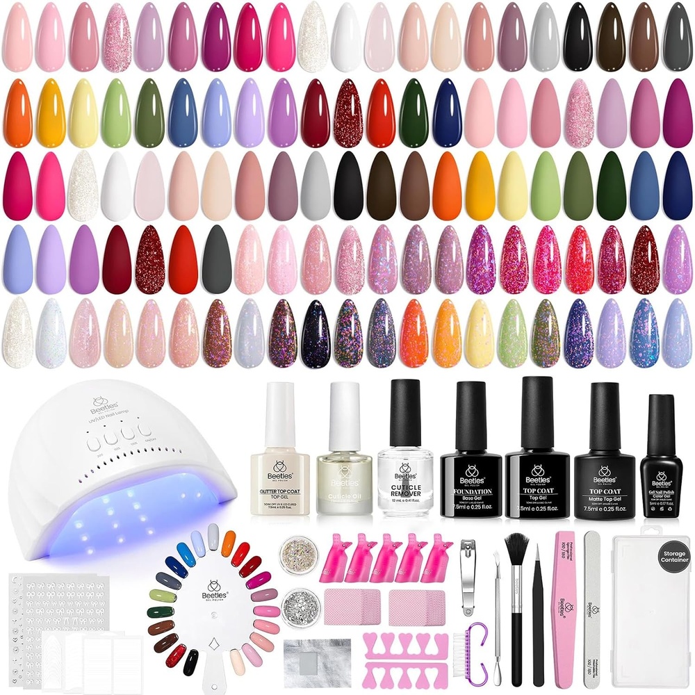image:imageBeetles Gel Nail Polish Set 36 Colors Gel Polish Set Sparkle Red Pink Glitter Black Nail Kit Free Journey Collection with 3Pcs Base Top Coat Soak off Uv Gel Polish Manicure KitOutfit Collection