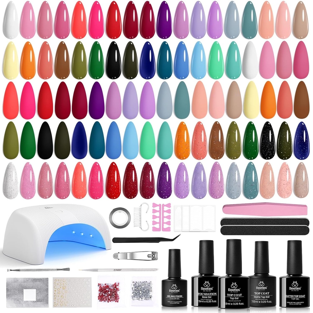 image:imageBeetles Gel Nail Polish Set 36 Colors Gel Polish Set Sparkle Red Pink Glitter Black Nail Kit Free Journey Collection with 3Pcs Base Top Coat Soak off Uv Gel Polish Manicure KitFour Seasons Glow Nail Kit for Beginners