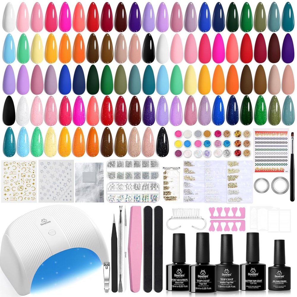 image:imageBeetles Gel Nail Polish Set 36 Colors Gel Polish Set Sparkle Red Pink Glitter Black Nail Kit Free Journey Collection with 3Pcs Base Top Coat Soak off Uv Gel Polish Manicure Kit0 32 Colors Emotional Spectrum PRO
