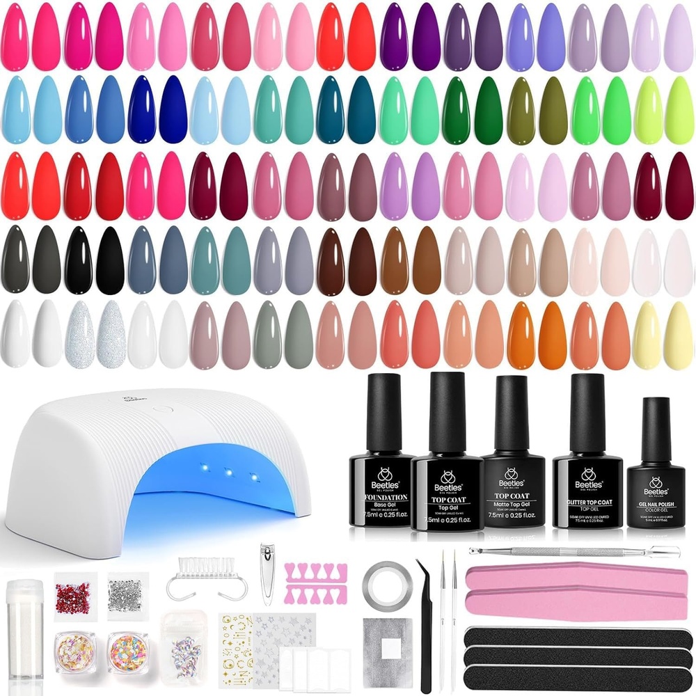 image:imageBeetles Gel Nail Polish Set 36 Colors Gel Polish Set Sparkle Red Pink Glitter Black Nail Kit Free Journey Collection with 3Pcs Base Top Coat Soak off Uv Gel Polish Manicure Kit1Color Enchantment Pro