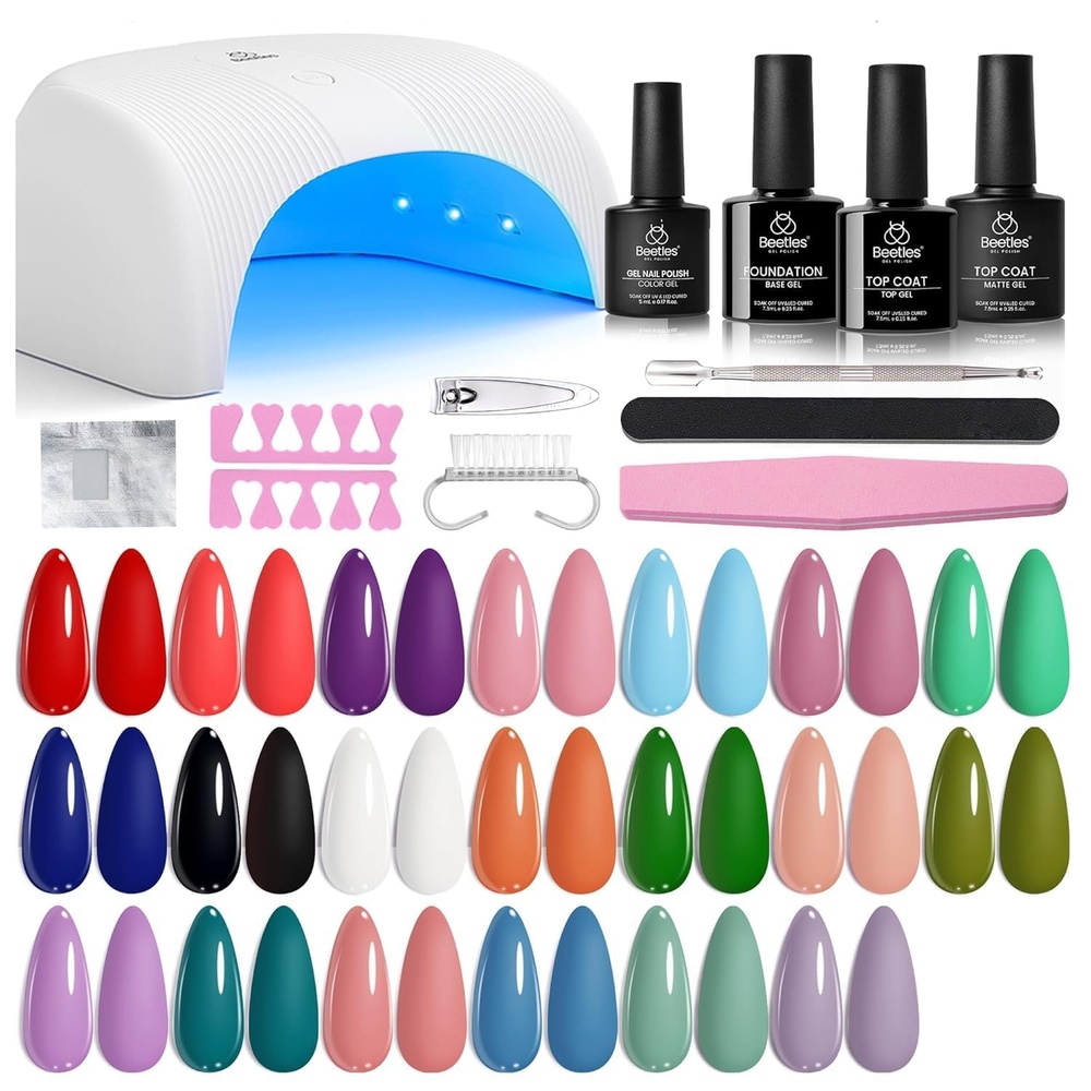 image:imageBeetles Gel Nail Polish Set 36 Colors Gel Polish Set Sparkle Red Pink Glitter Black Nail Kit Free Journey Collection with 3Pcs Base Top Coat Soak off Uv Gel Polish Manicure Kit0 20 Colors Colorful Dreamscape