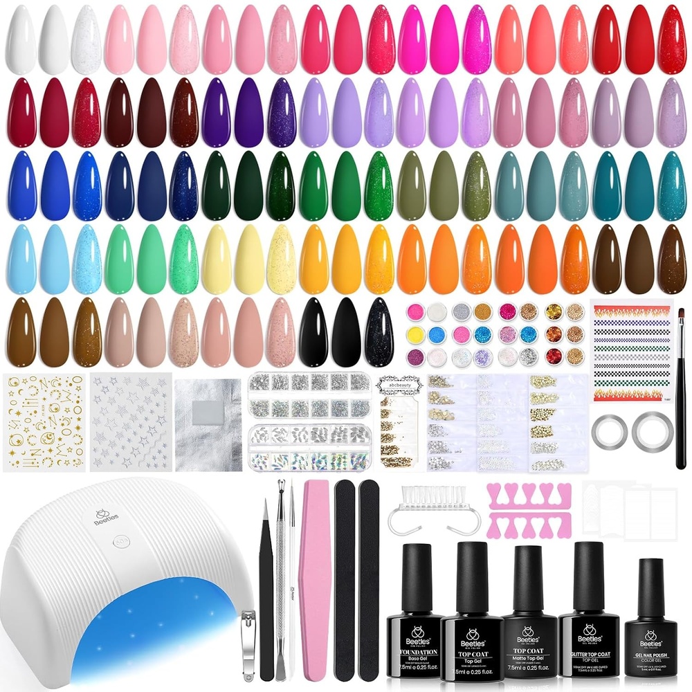 image:imageBeetles Gel Nail Polish Set 36 Colors Gel Polish Set Sparkle Red Pink Glitter Black Nail Kit Free Journey Collection with 3Pcs Base Top Coat Soak off Uv Gel Polish Manicure Kit0Emotional Manicure Nail Kit for Beginners