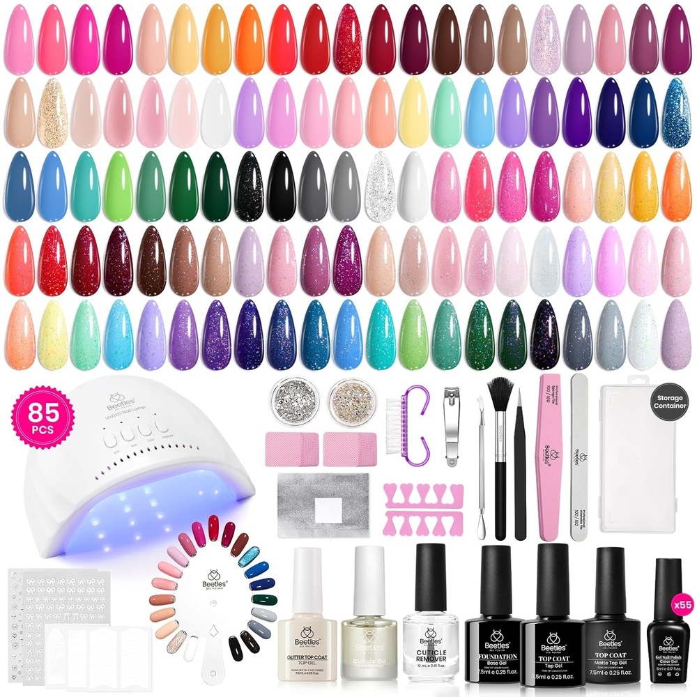 image:imageBeetles Gel Nail Polish Set 36 Colors Gel Polish Set Sparkle Red Pink Glitter Black Nail Kit Free Journey Collection with 3Pcs Base Top Coat Soak off Uv Gel Polish Manicure Kit00Seasonal Symphony