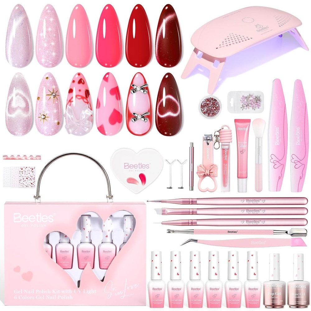image:imageBeetles Gel Nail Polish Set 36 Colors Gel Polish Set Sparkle Red Pink Glitter Black Nail Kit Free Journey Collection with 3Pcs Base Top Coat Soak off Uv Gel Polish Manicure KitSweet Date