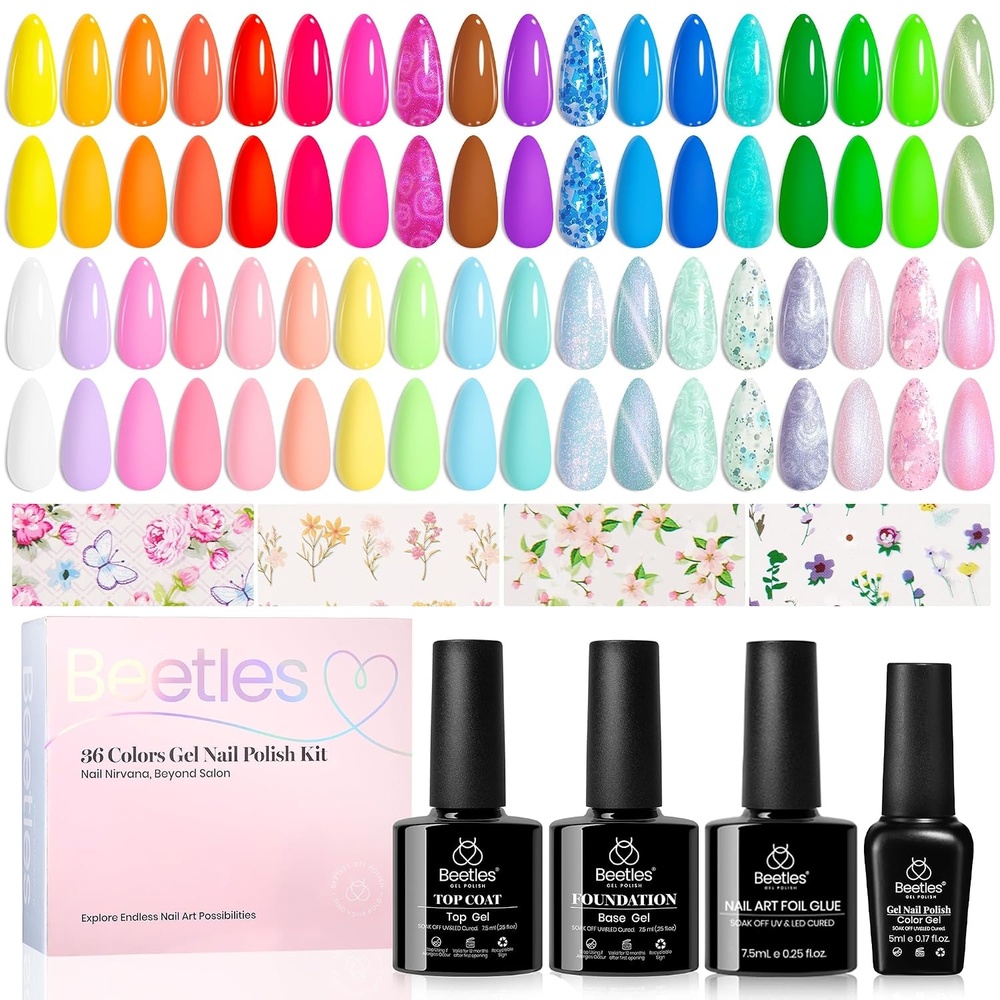 image:imageBeetles Gel Polish Set 39Pcs Red Burgundy Blue Green Nude Pink Purple Gel Nail Polish with Base Top Coat for Manicure Lovers DIY at Home UV LED Needed Gift for Women Enchanted JewelryImpressionist Garden