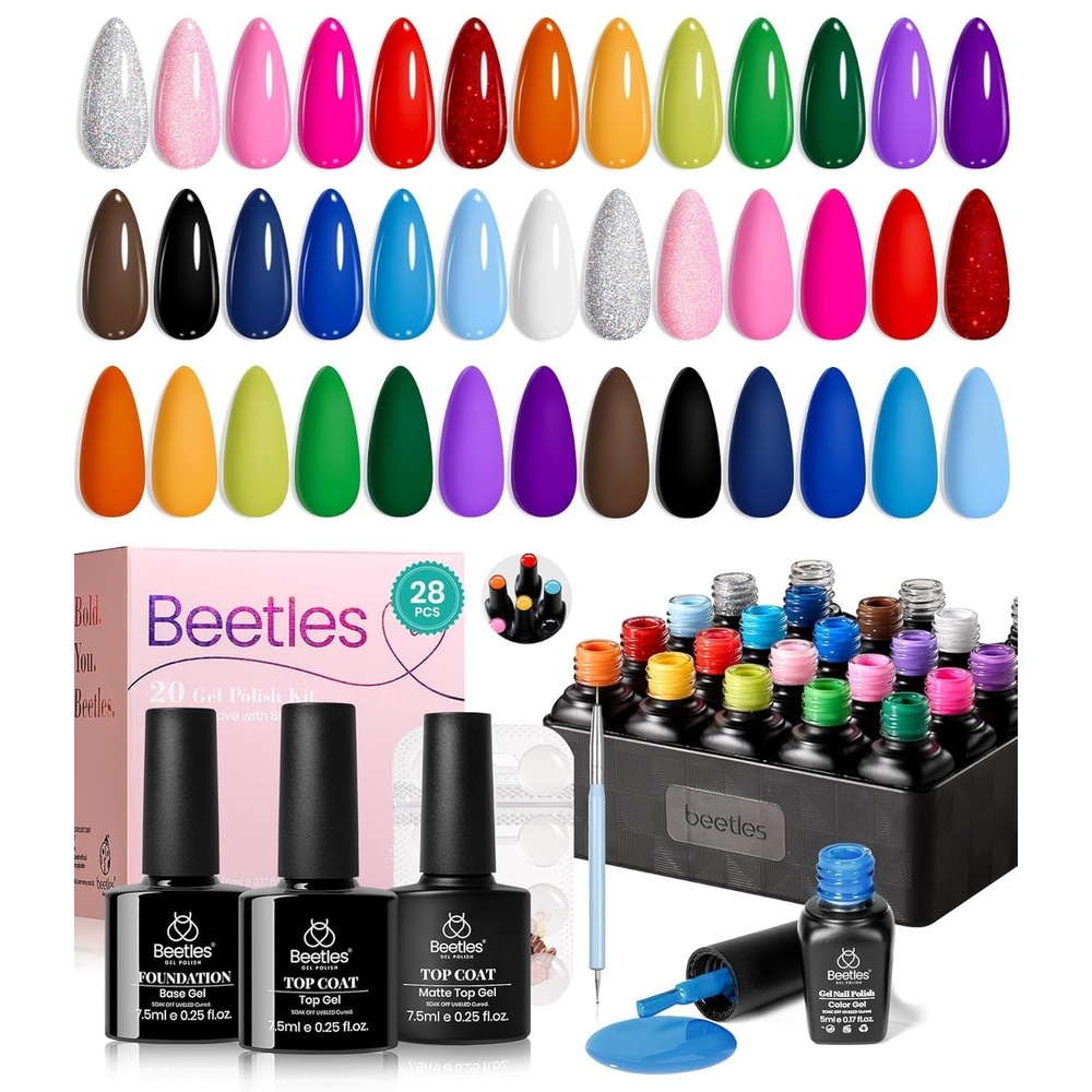 image:imageBeetles Gel Polish Set 39Pcs Red Burgundy Blue Green Nude Pink Purple Gel Nail Polish with Base Top Coat for Manicure Lovers DIY at Home UV LED Needed Gift for Women Enchanted JewelryBlokecore