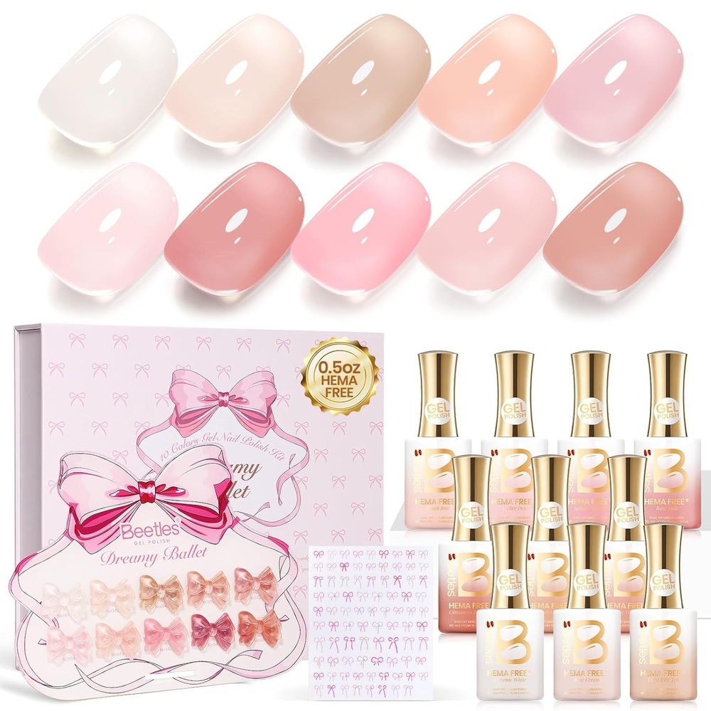 image:imageBeetles Gel Polish Set 39Pcs Red Burgundy Blue Green Nude Pink Purple Gel Nail Polish with Base Top Coat for Manicure Lovers DIY at Home UV LED Needed Gift for Women Enchanted JewelryDreamy Ballet