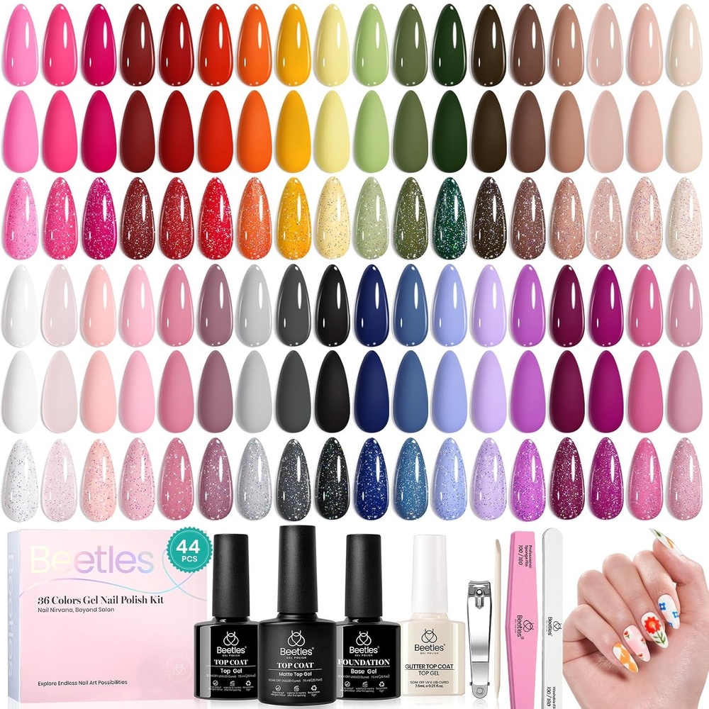 image:imageBeetles Gel Polish Set 39Pcs Red Burgundy Blue Green Nude Pink Purple Gel Nail Polish with Base Top Coat for Manicure Lovers DIY at Home UV LED Needed Gift for Women Enchanted Jewelry00 Colorful Muse