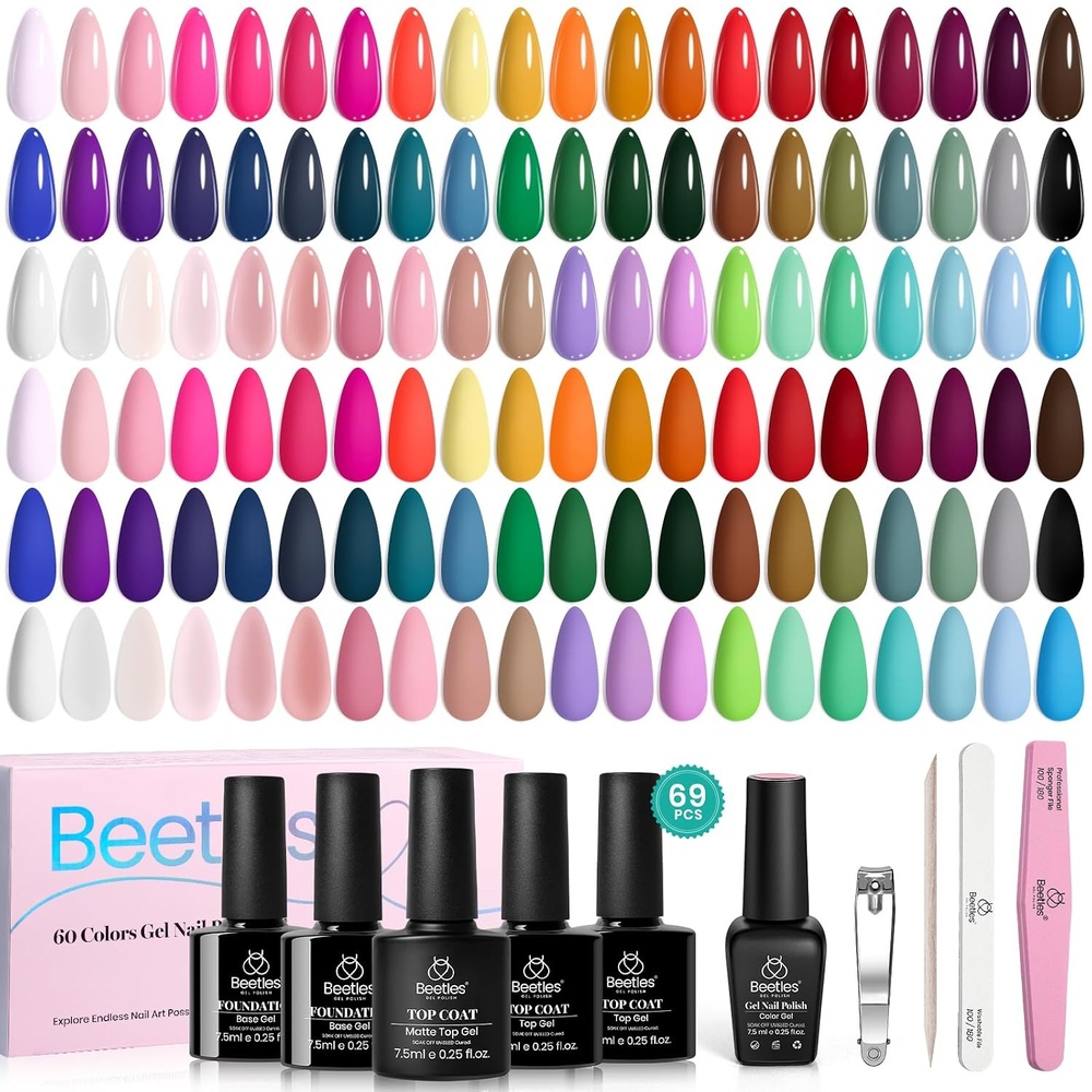 image:imageBeetles Gel Polish Set 39Pcs Red Burgundy Blue Green Nude Pink Purple Gel Nail Polish with Base Top Coat for Manicure Lovers DIY at Home UV LED Needed Gift for Women Enchanted JewelryEmotional Spectrum