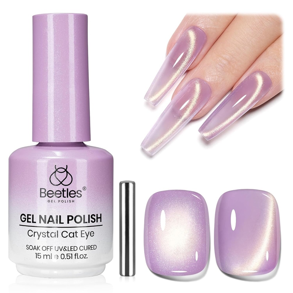 image:imageBeetles Pistachio Latte Cat Eye Gel Polish  Brown Base Green Magnetic Glow  15ml Fall Brown Cat Eye Gel Green Magnetic Glass Shimmer Effect Soak Off UV Nail Polish for DIY Nail Art Salon ManicuresJ  Glassy Purple  Twilight Dream
