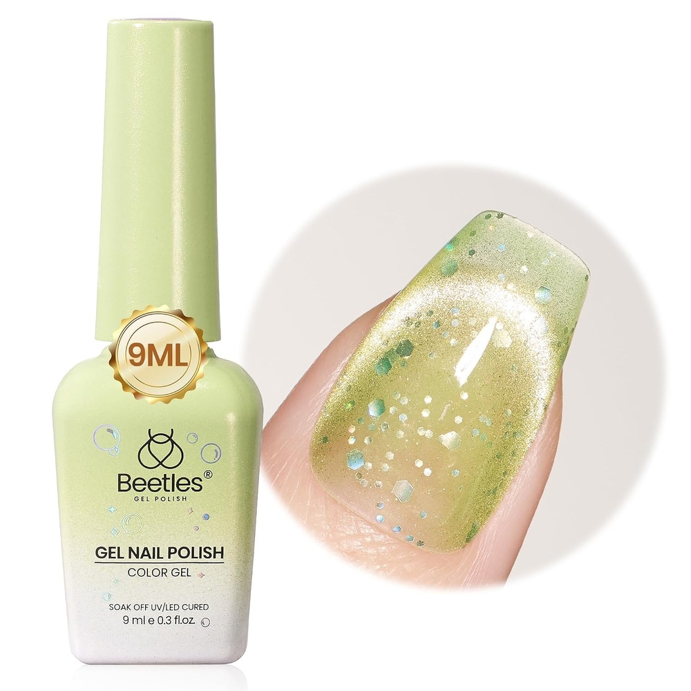 image:imageBeetles Pistachio Latte Cat Eye Gel Polish  Brown Base Green Magnetic Glow  15ml Fall Brown Cat Eye Gel Green Magnetic Glass Shimmer Effect Soak Off UV Nail Polish for DIY Nail Art Salon ManicuresMojito Mint