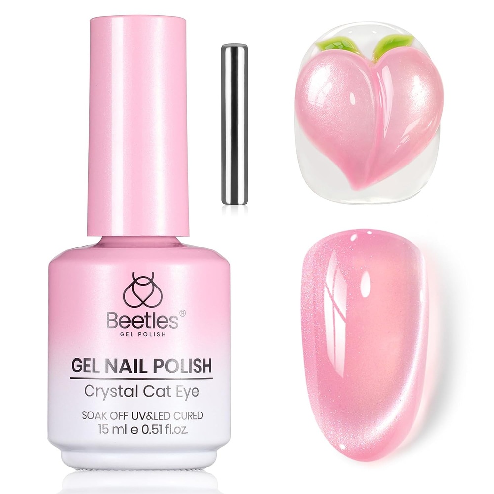 image:imageBeetles Pistachio Latte Cat Eye Gel Polish  Brown Base Green Magnetic Glow  15ml Fall Brown Cat Eye Gel Green Magnetic Glass Shimmer Effect Soak Off UV Nail Polish for DIY Nail Art Salon ManicuresB  Glassy Pink  Peachy Whimsy