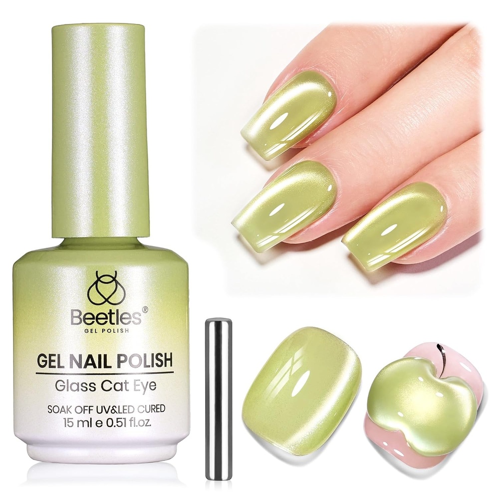 image:imageBeetles Pistachio Latte Cat Eye Gel Polish  Brown Base Green Magnetic Glow  15ml Fall Brown Cat Eye Gel Green Magnetic Glass Shimmer Effect Soak Off UV Nail Polish for DIY Nail Art Salon ManicuresH  Glassy Green  Pistachio Gleam